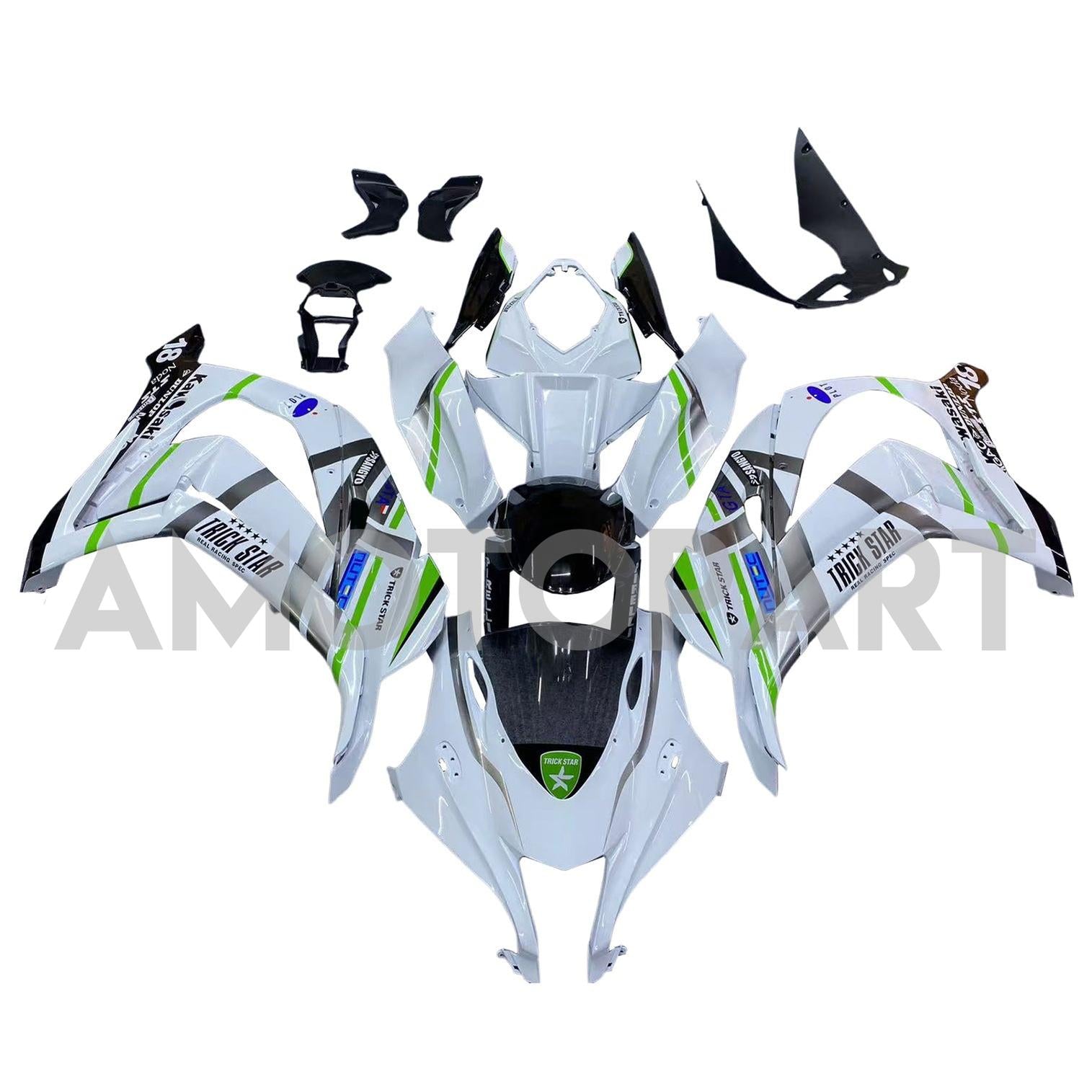 Amotopart Kawasaki ZX10R 2016-2020 White&Green Fairing Kit