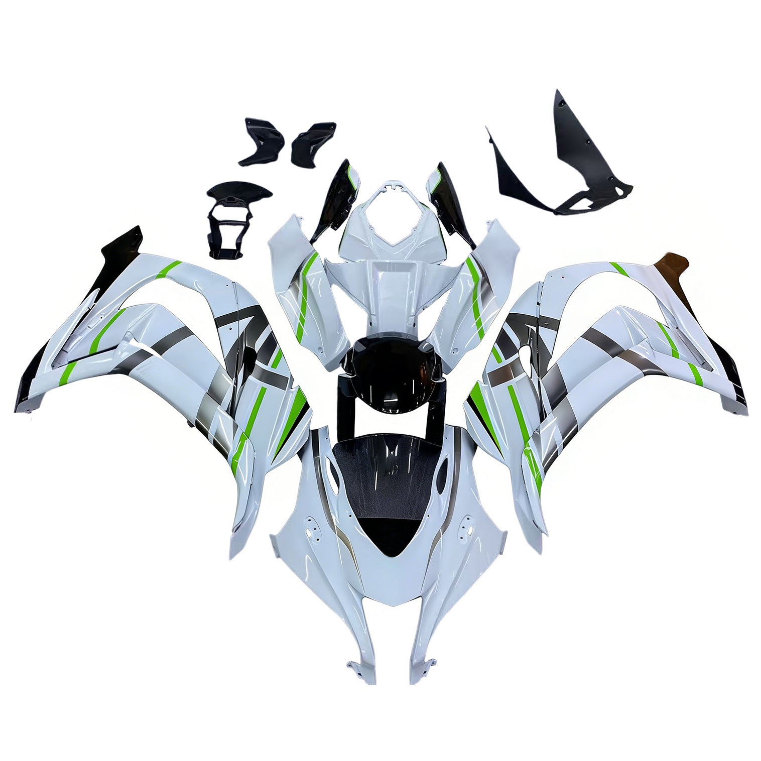 Amotopart Kawasaki ZX10R 2016-2020 White&Green Fairing Kit