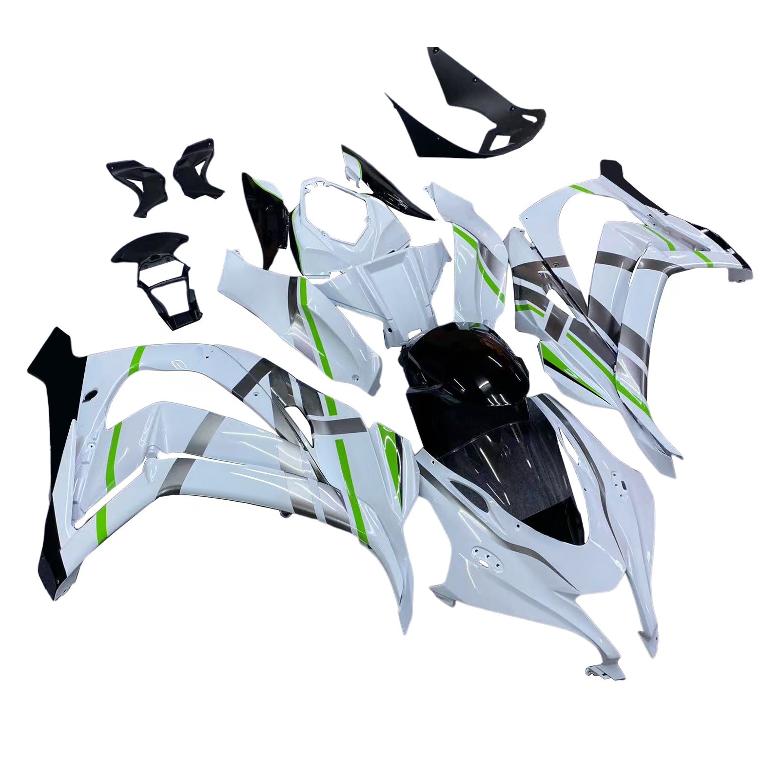 Amotopart Kawasaki ZX10R 2016-2020 Weiß&Grünes Verkleidungsset