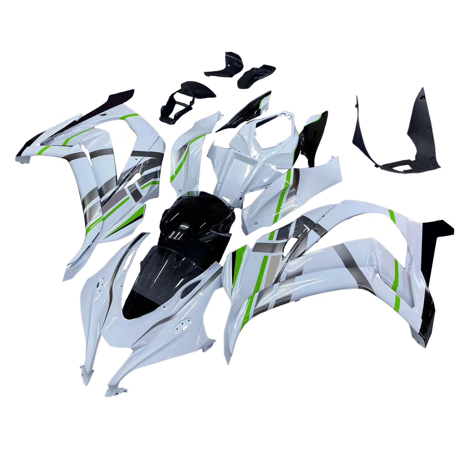 Amotopart Kawasaki ZX10R 2016-2020 Weiß&Grünes Verkleidungsset