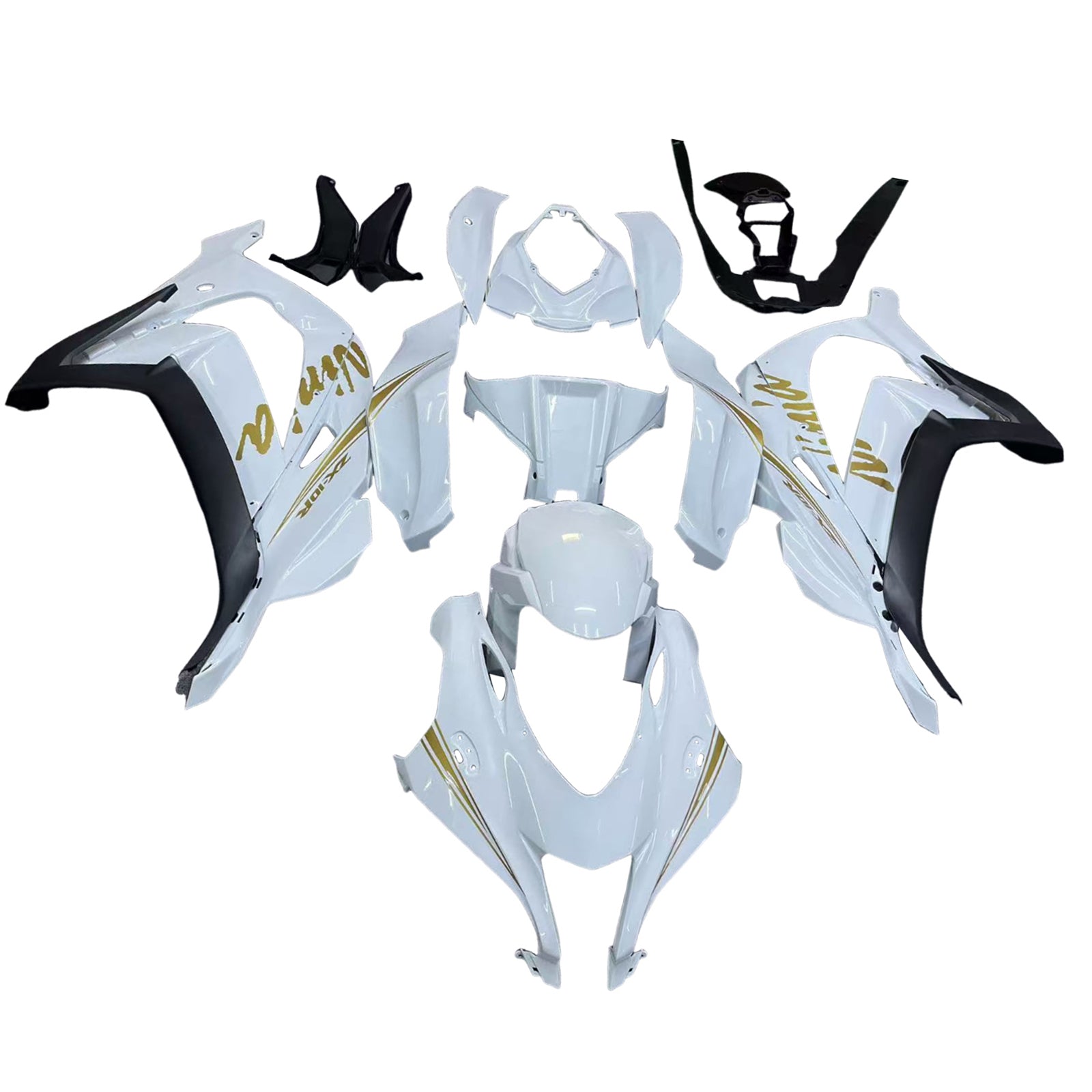 Amotopart Kawasaki ZX10R 2016-2020 White&Gold Fairing Kit