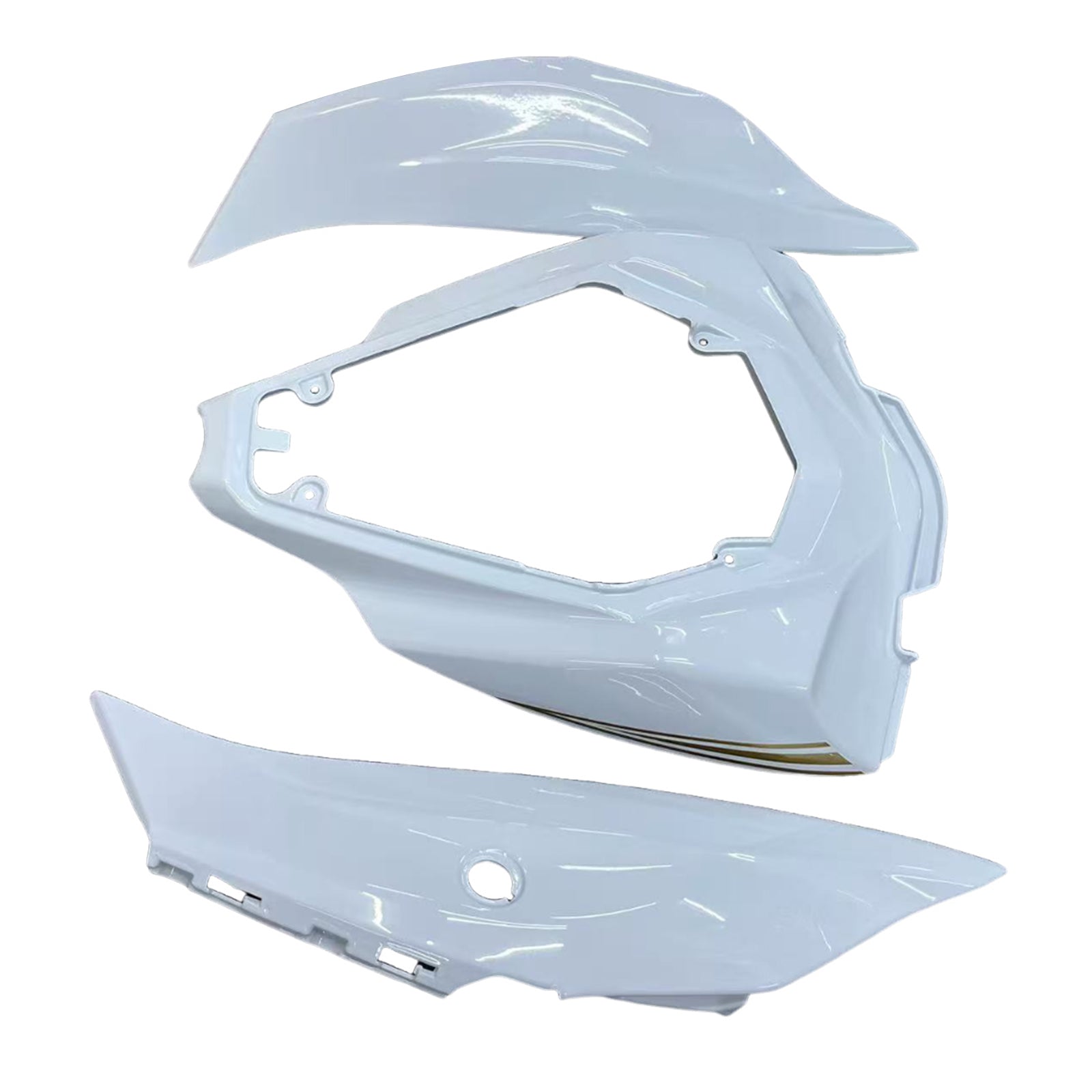 Kit de carenado Amotopart Kawasaki ZX10R 2016-2020 blanco y dorado