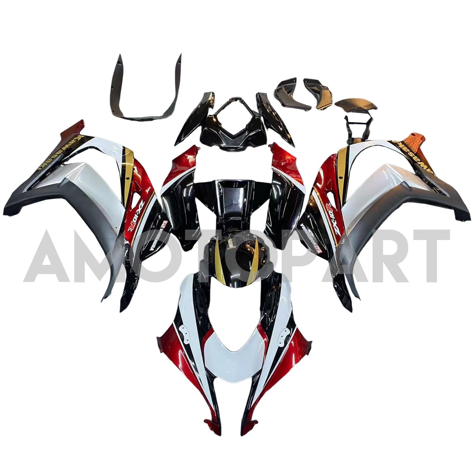 Amotopart Kawasaki ZX10R 2016-2020 Black&Red Fairing Kit