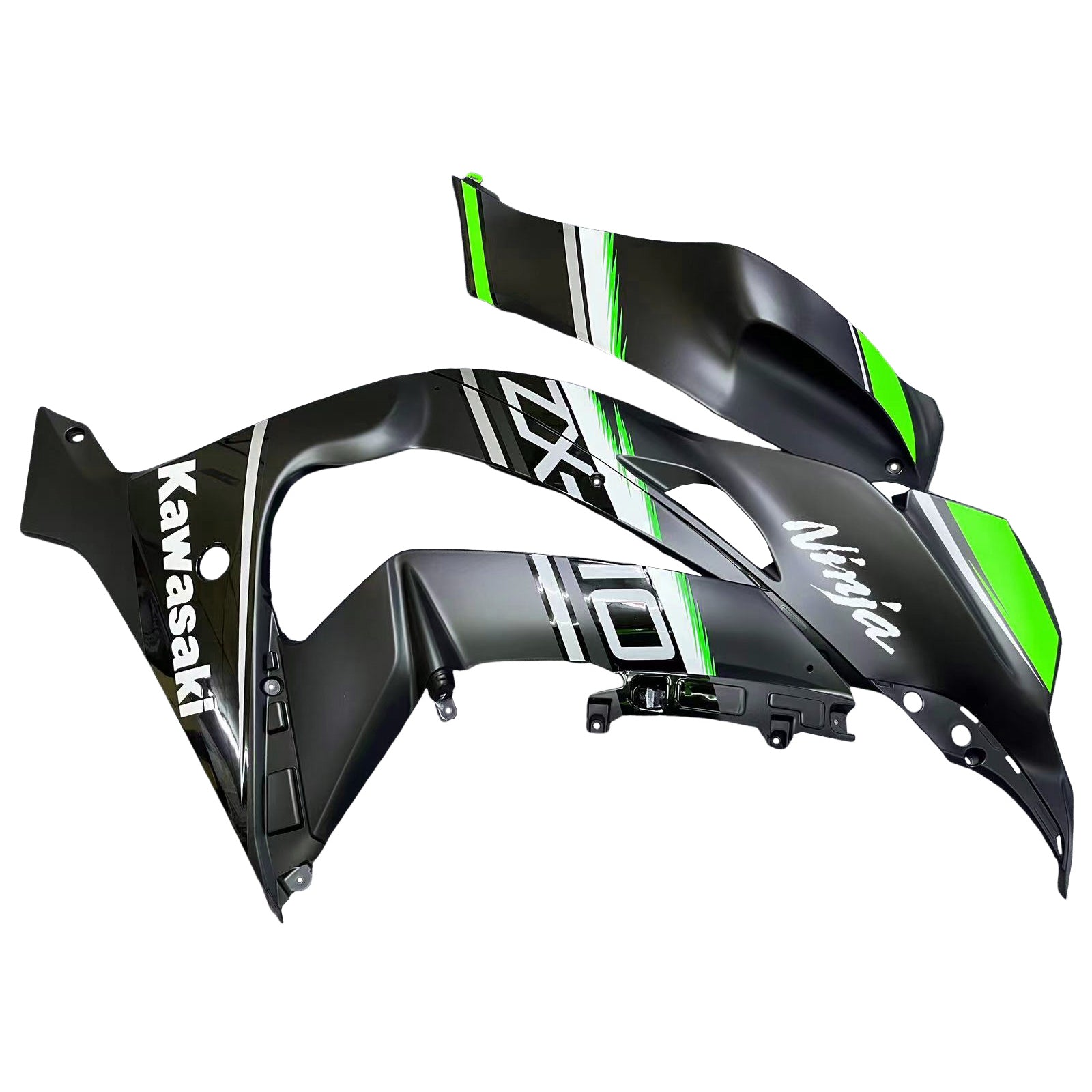 Amotopart 2016-2020 Kawasaki ZX10R Black&Green Style10 Fairing Kit