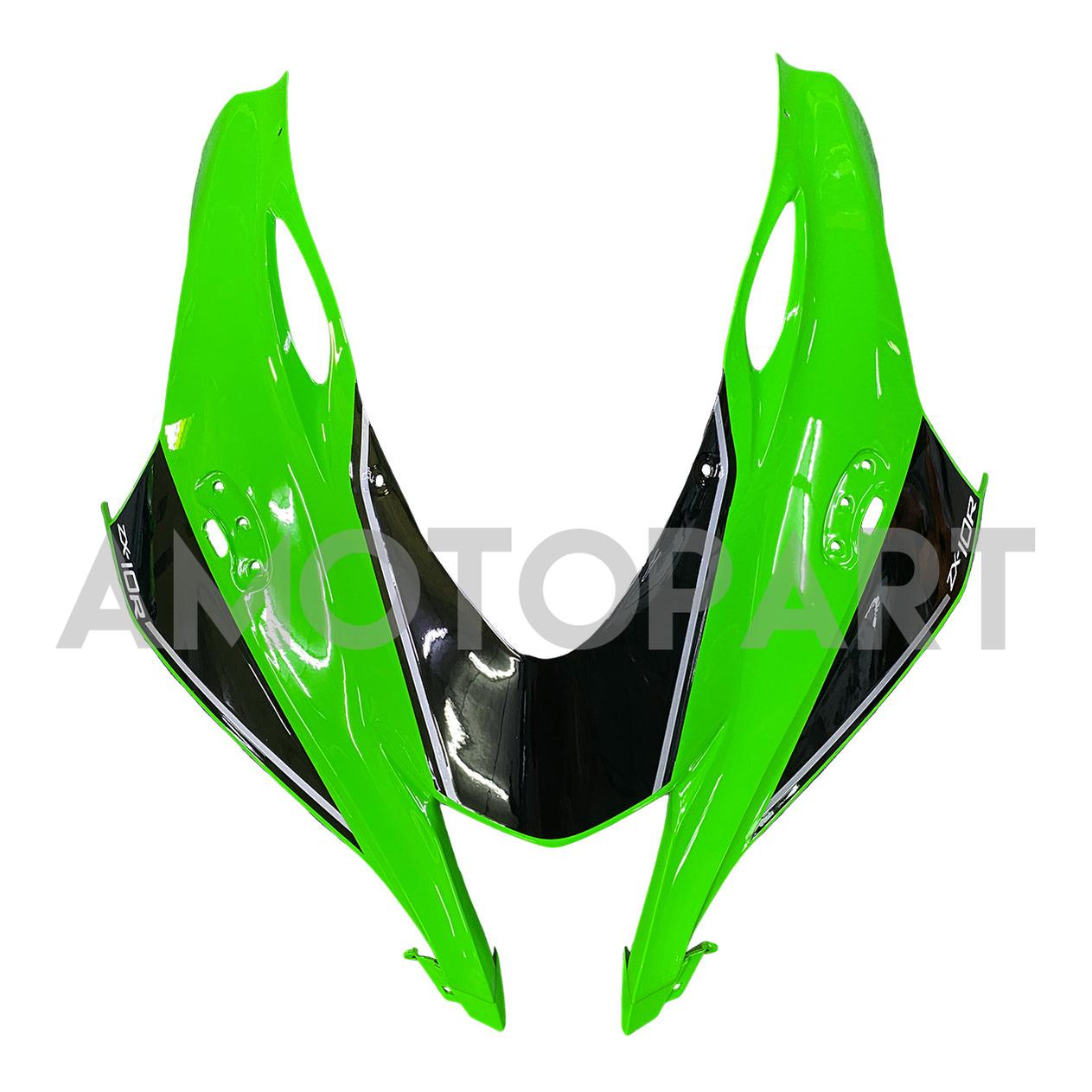 Amotopart 2016-2020 Kawasaki ZX10R ブラック&グリーン Style8 フェアリングキット