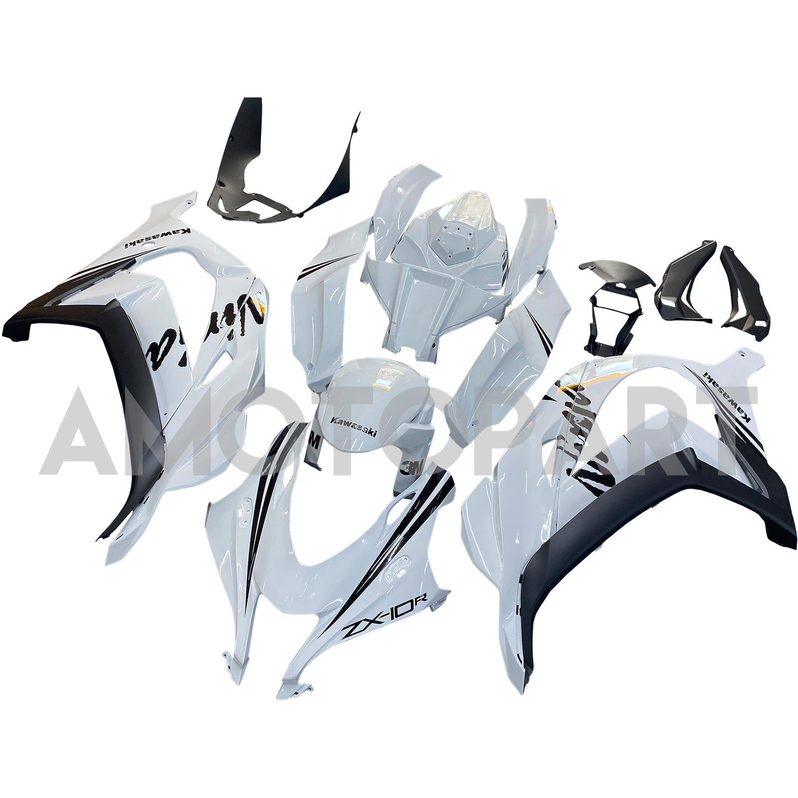 AMOTOPART 2016-2020 KAWASAKI ZX10R VIT MED Black Logo Fairing Kit