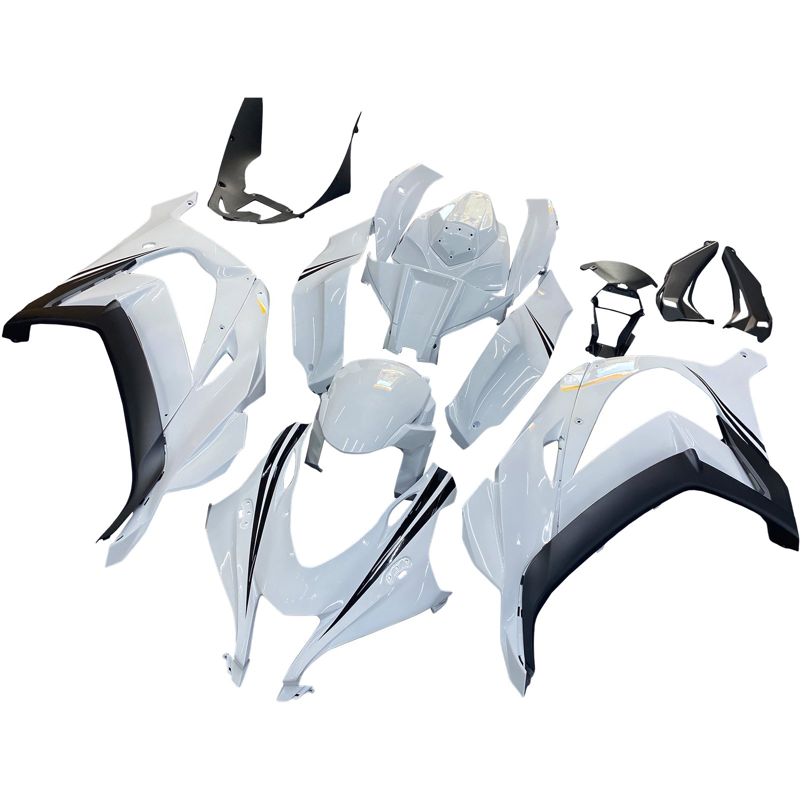 Amotopart 2016-2020 Kawasaki ZX10R White Fairing Kit