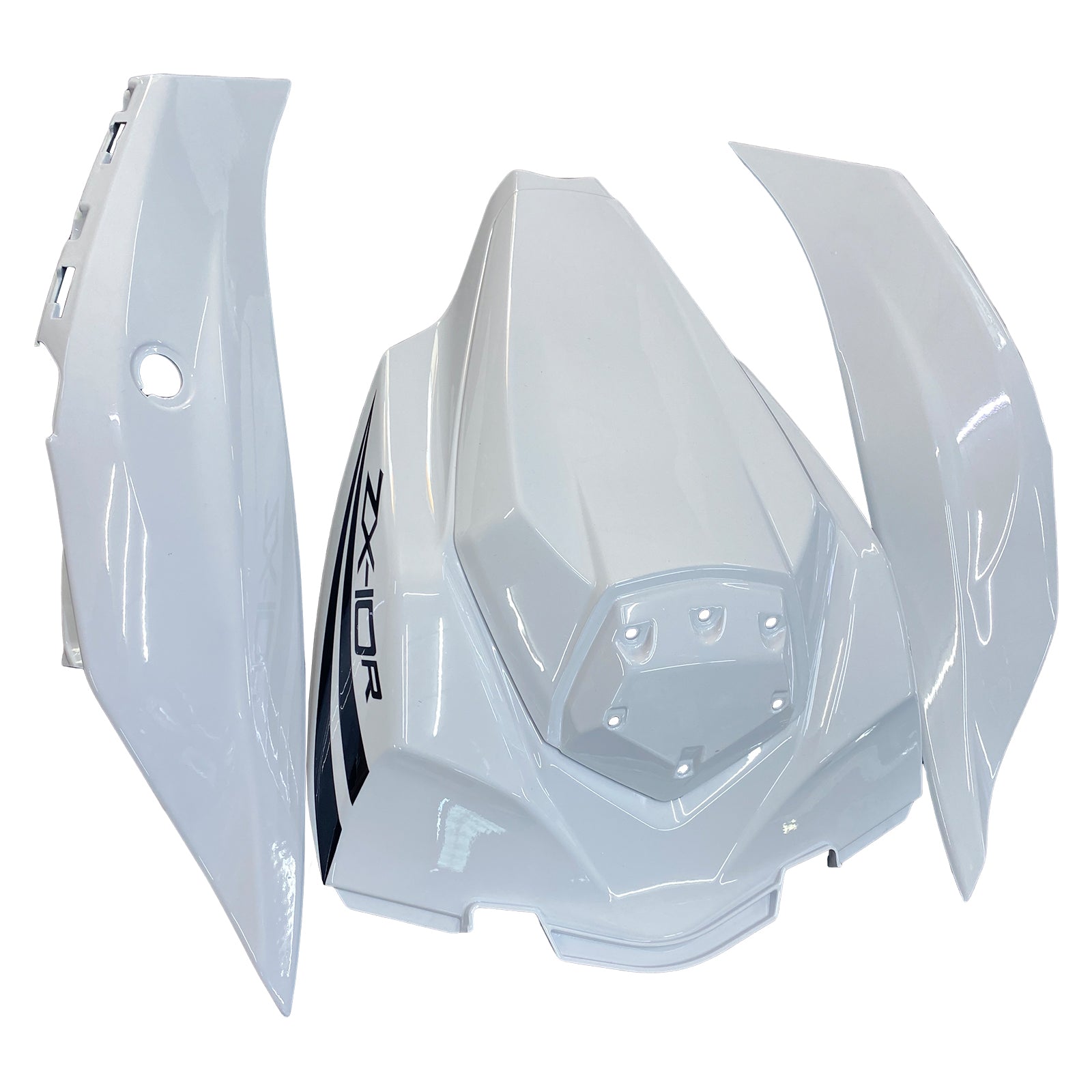 Amotopart 2016-2020 Kawasaki ZX10R White with Black Logo Fairing Kit