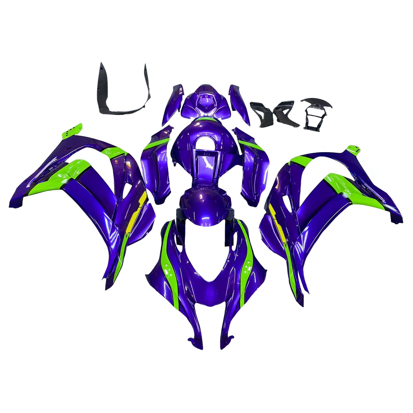 Amotopart 2016-2020 Kawasaki ZX10R Purple&Green Fairing Kit