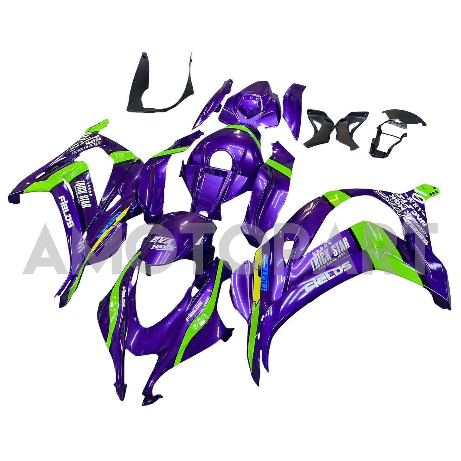 Amotopart 2016-2020 Kawasaki ZX10R Purple&Green Fairing Kit
