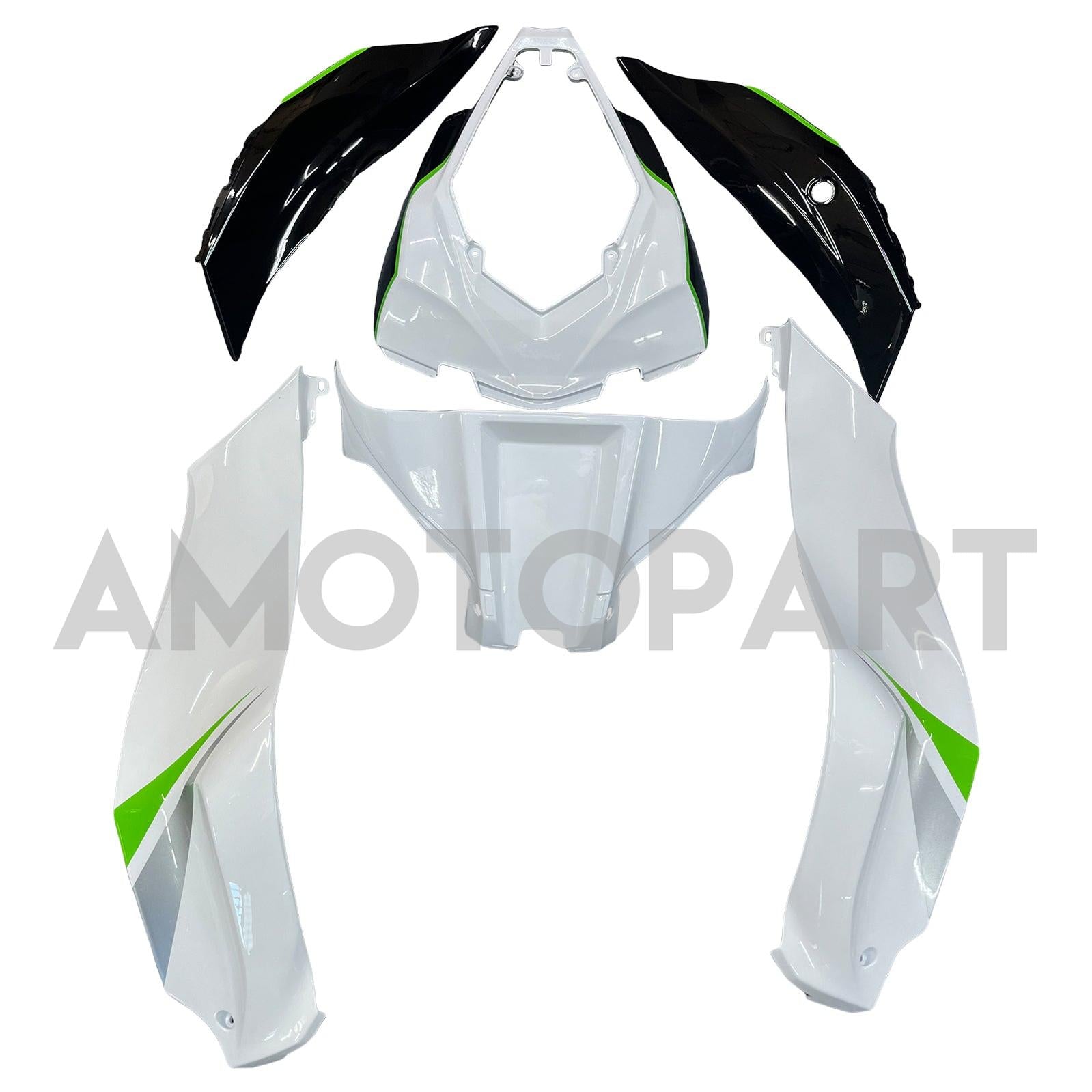 Amotopart 2016-2020 Kawasaki ZX10R Silver&Green Fairing Kit