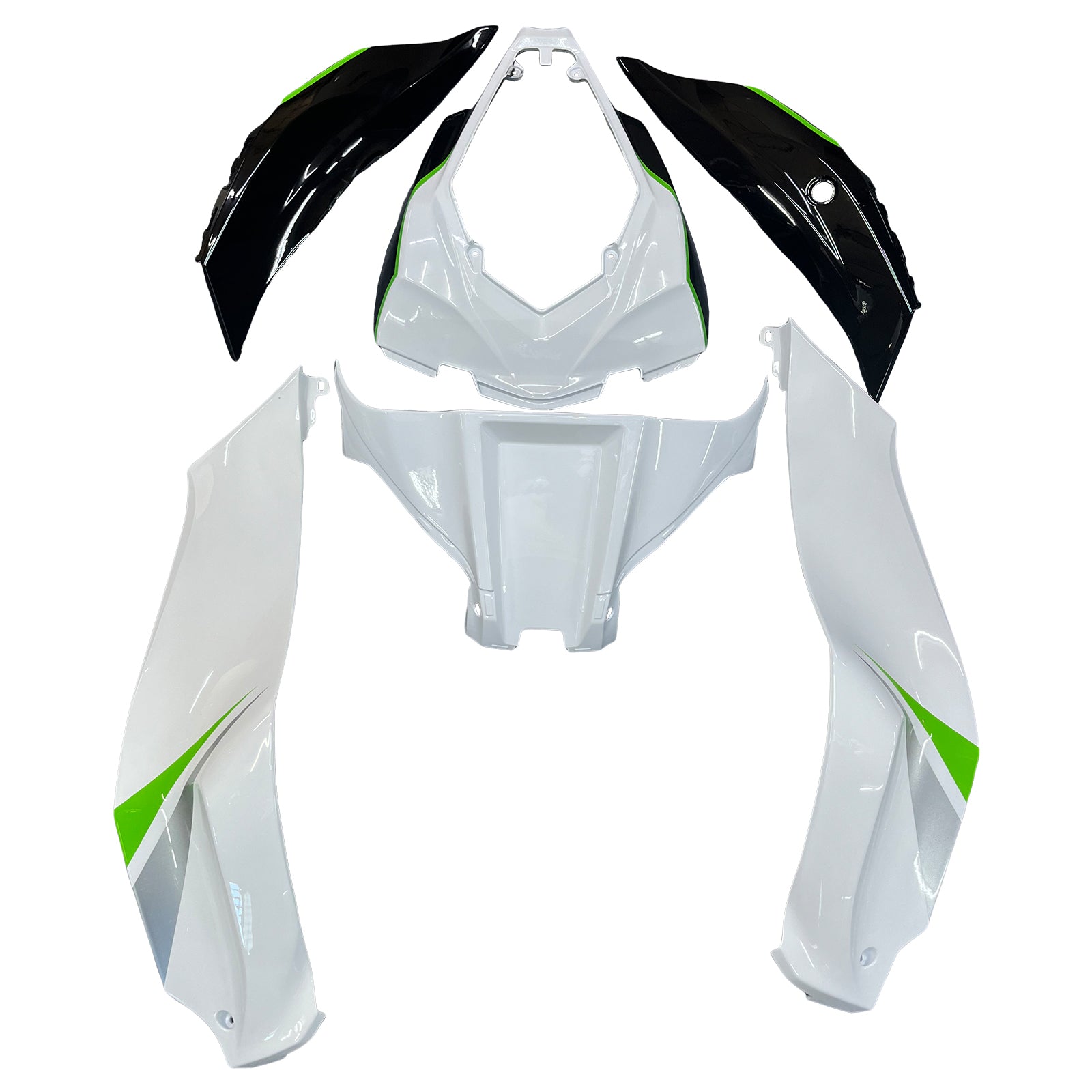 Amotopart 2016-2020 Kawasaki ZX10R Silver&Green Fairing Kit