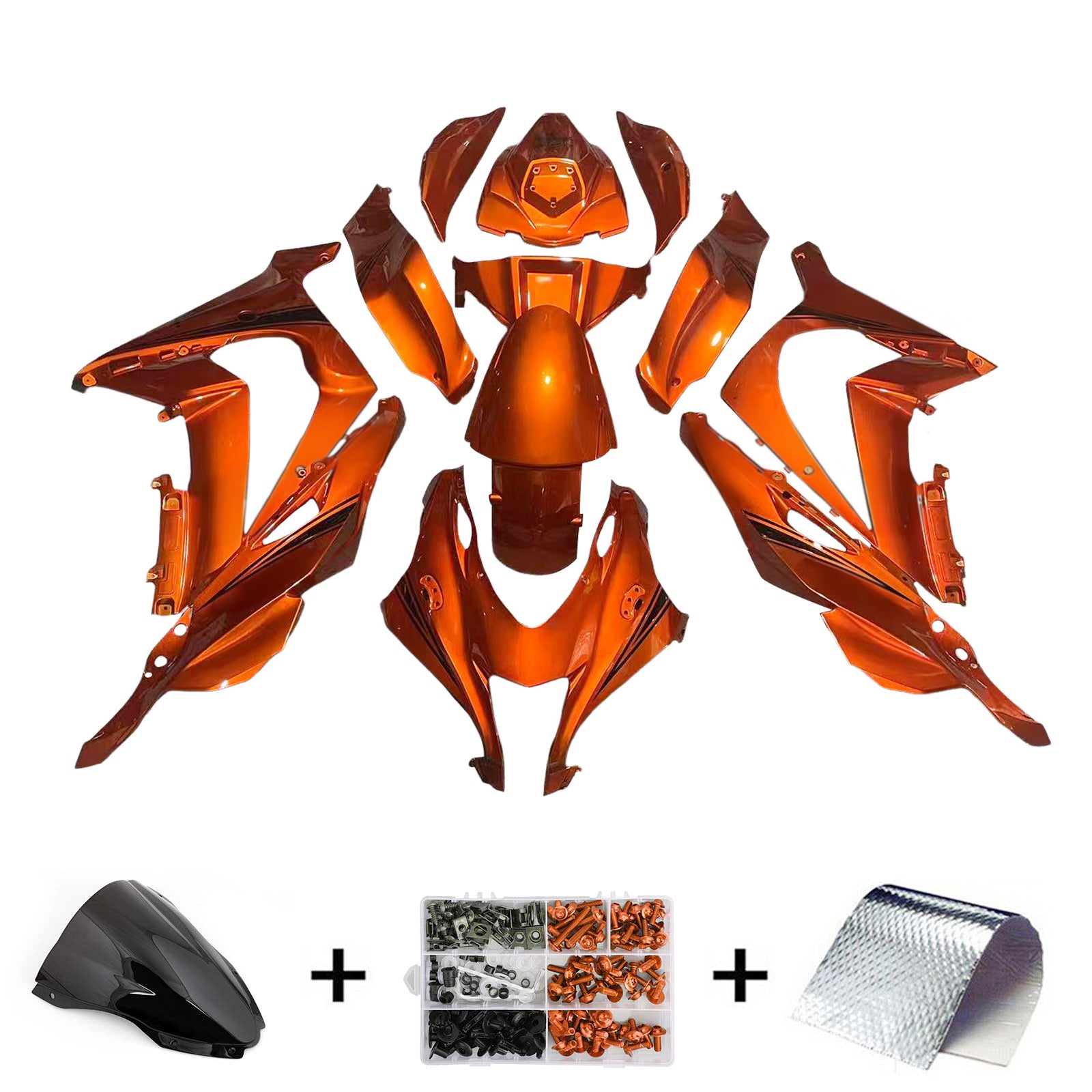 Amotopart 2016-2020 ZX10R Kawasaki Orange & Black Fairing Kit