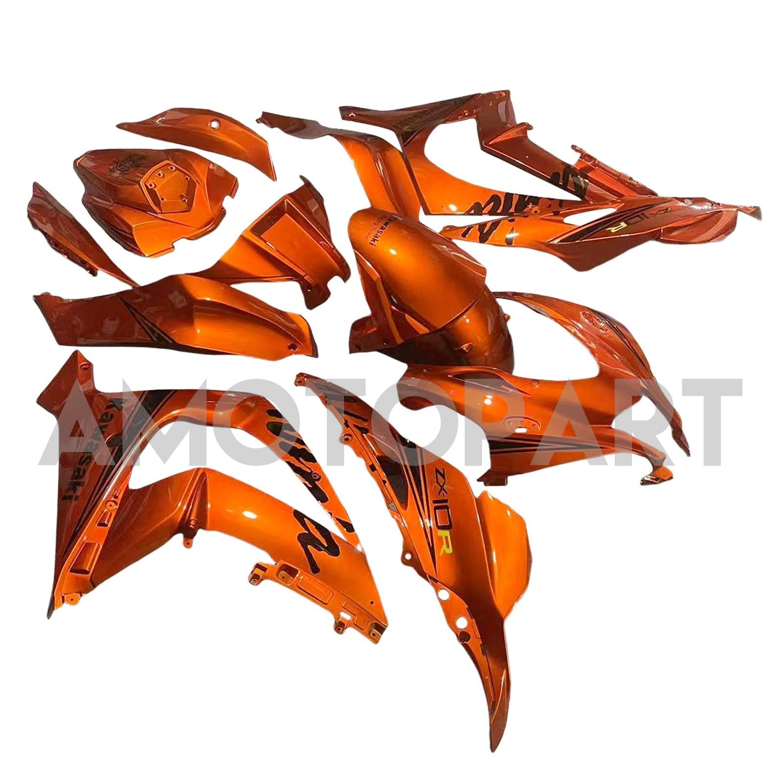 Amotopart 2016-2020 ZX10R Kawasaki Orange&Schwarzes Verkleidungskit
