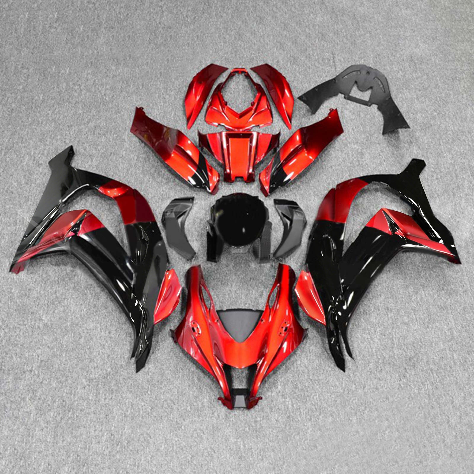 Amotopart 2016-2020 ZX10R Kawasaki Red&Black Style2 Fairing Kit