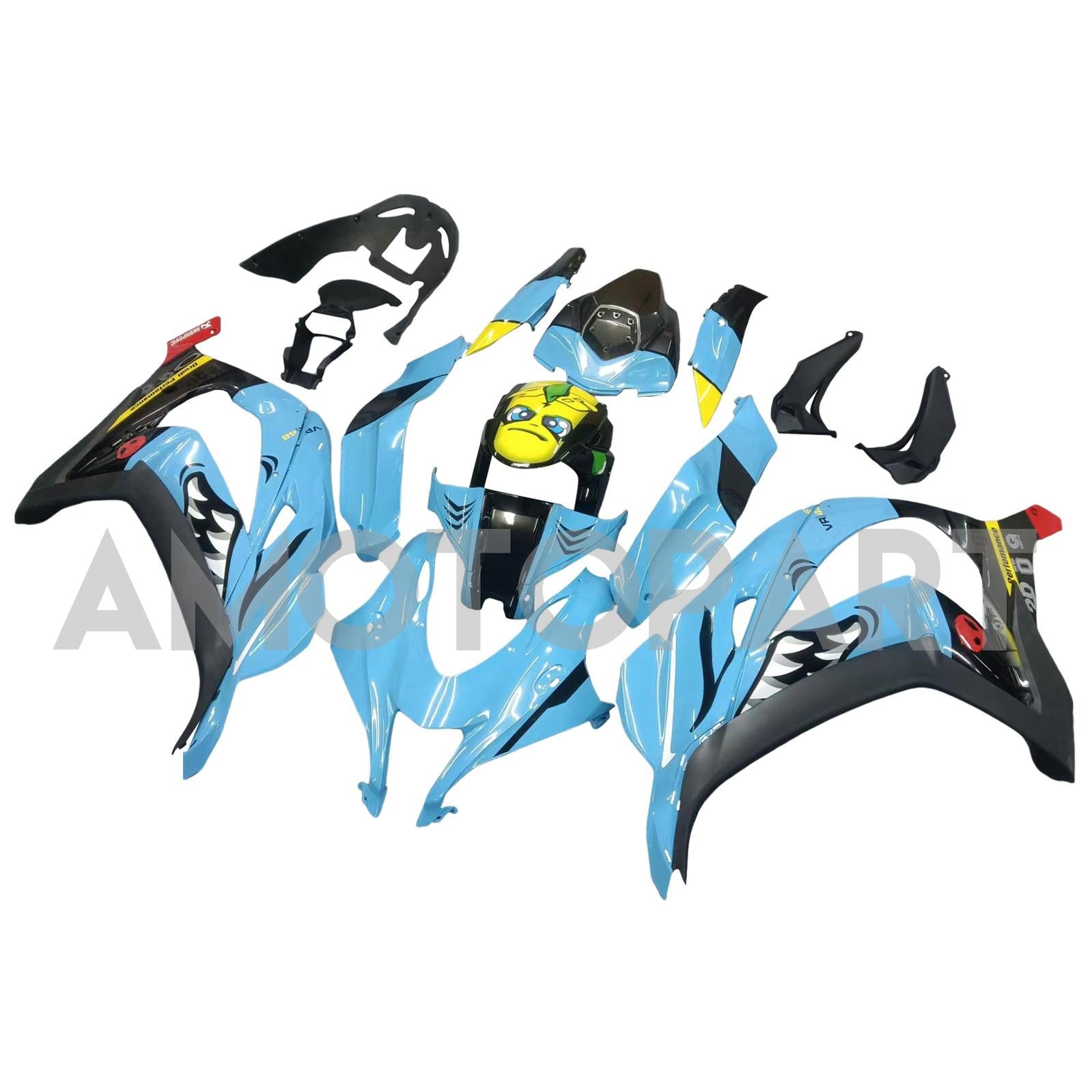 Amotopart 2016-2020 ZX10R カワサキ ブルーシャーク ティース フェアリングキット