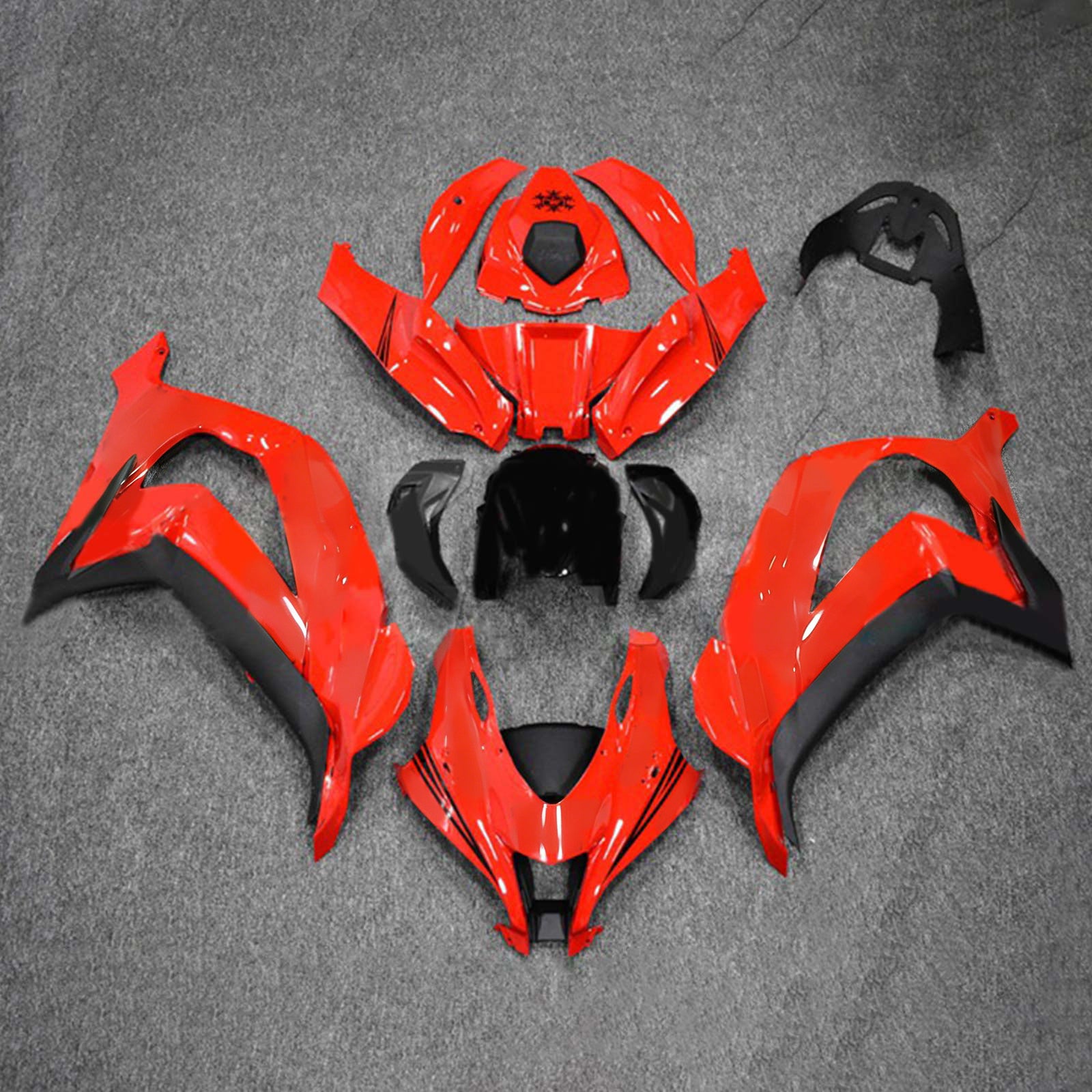 Amotopart 2016-2020 ZX10R Kawasaki Red & Black Style3 Fairing Kit