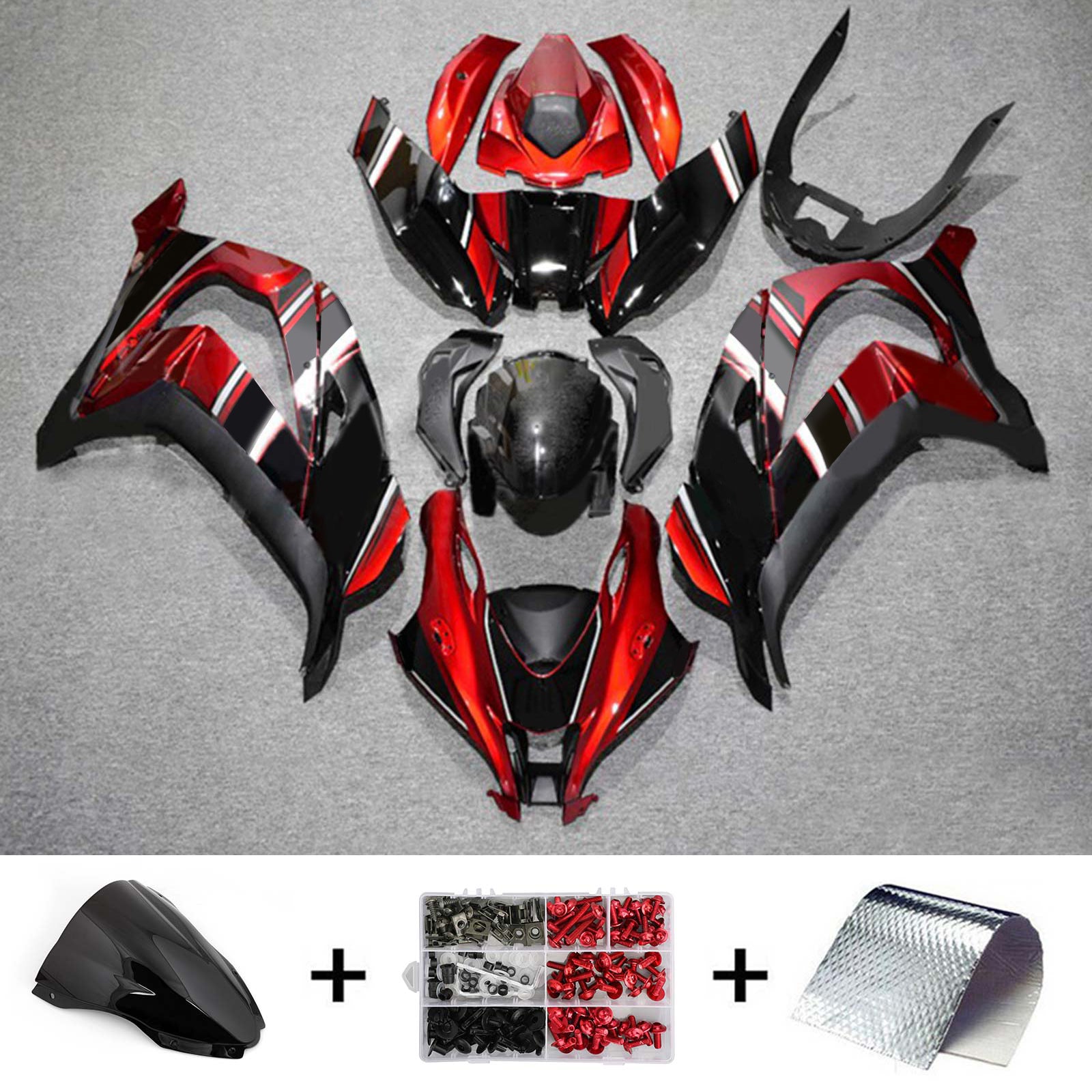 アモトパート 2016-2020 ZX10R カワサキ レッド&Bブラック スタイル6