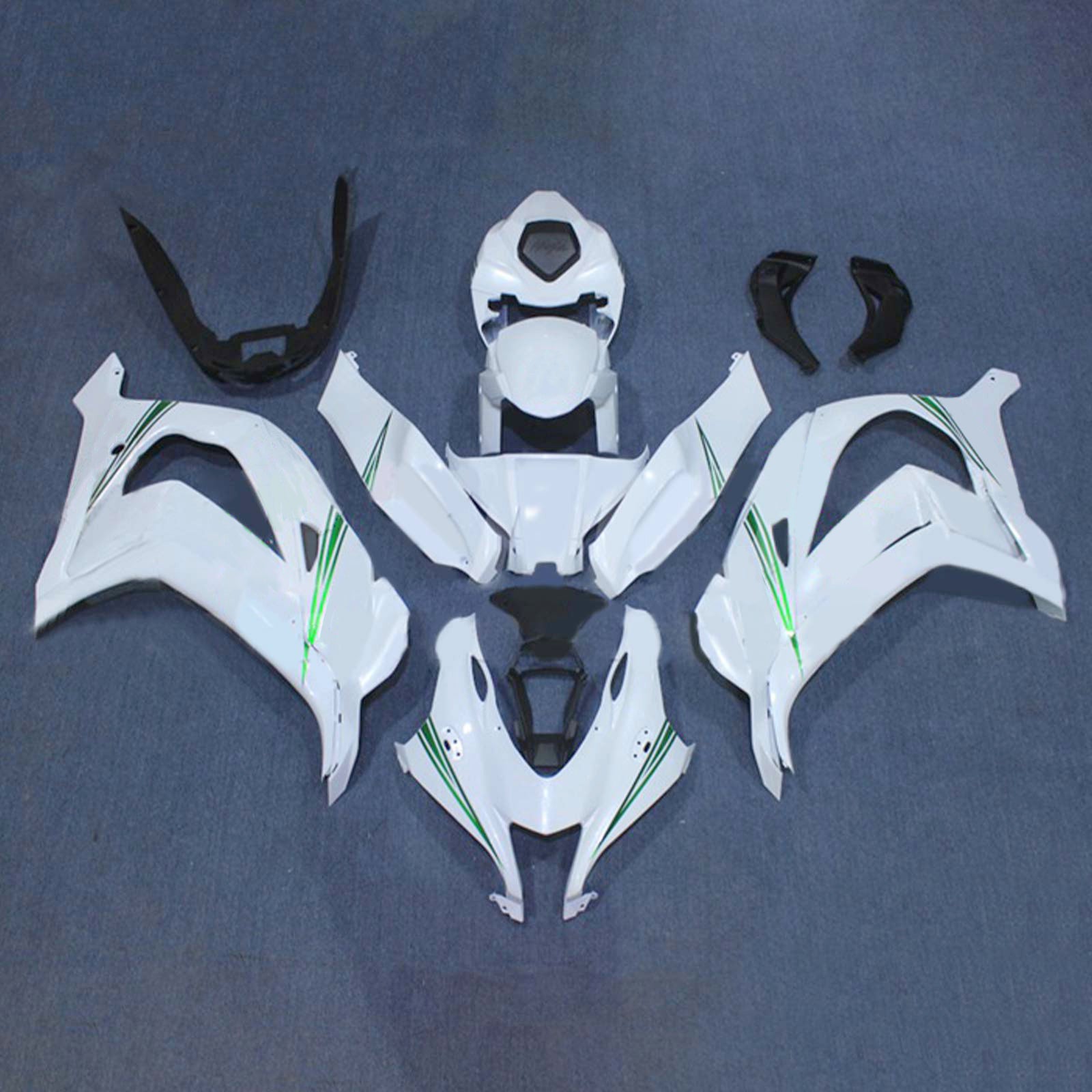 AMOTOPART 2016-2020 ZX10R KAWASAKI BLANC AVEC VERT LOGO FAIRING Kit