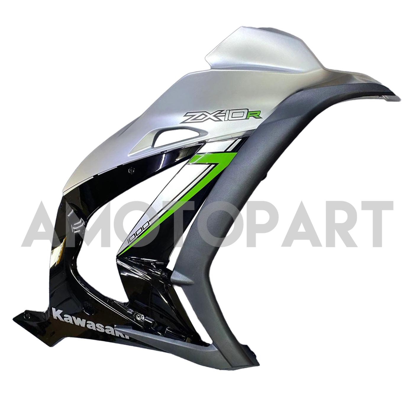 Amotopart 2016-2020 ZX10R Kawasaki Silver&Black Fairing Kit
