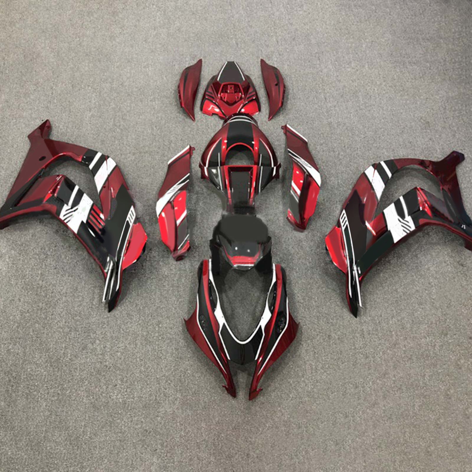Amotopart 2016-2020 ZX10R Kawasaki Kit carena rosso e nero Style 5
