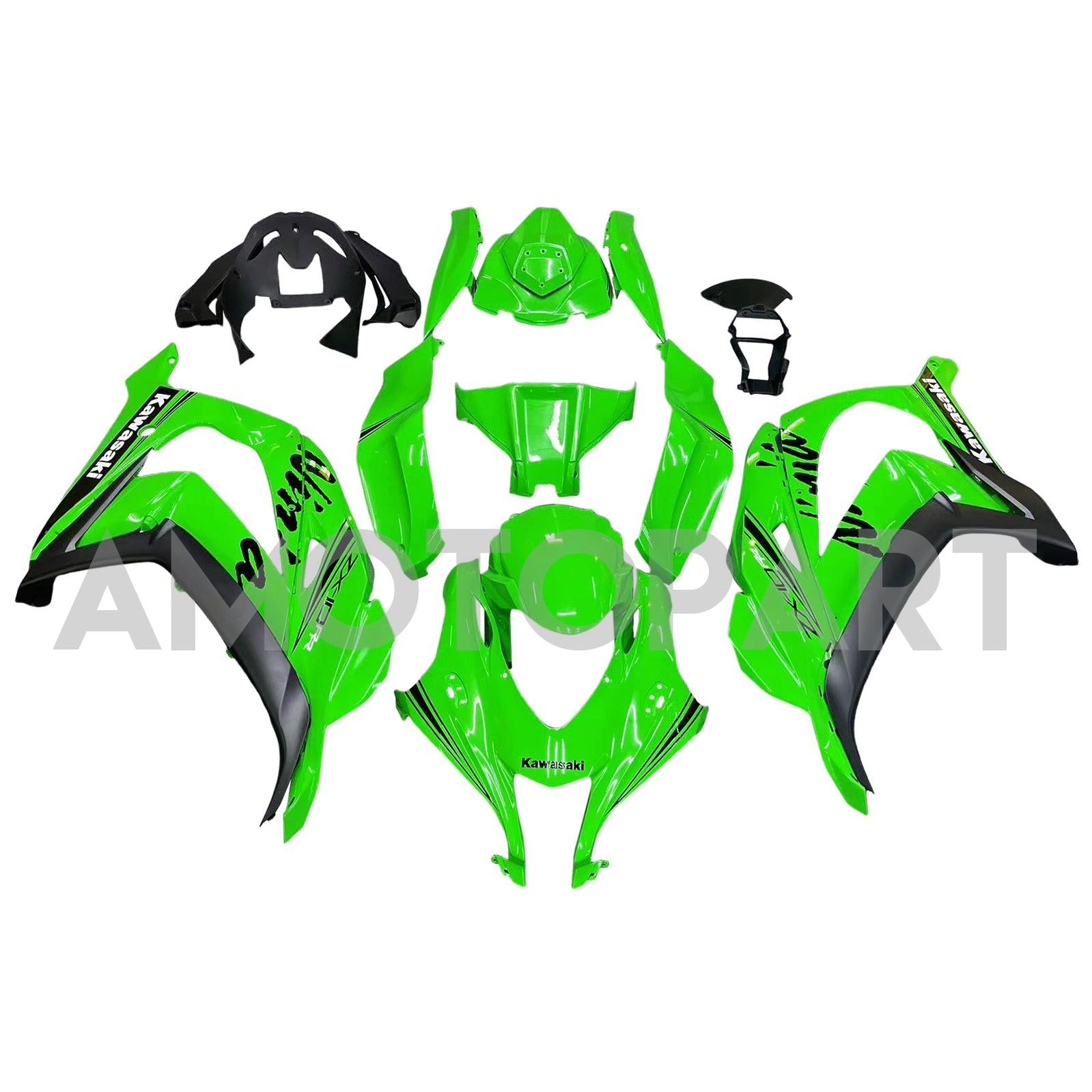 Amotopart 2016-2020 ZX10R Kawasaki Green & Black Styl3 Fairing Kit