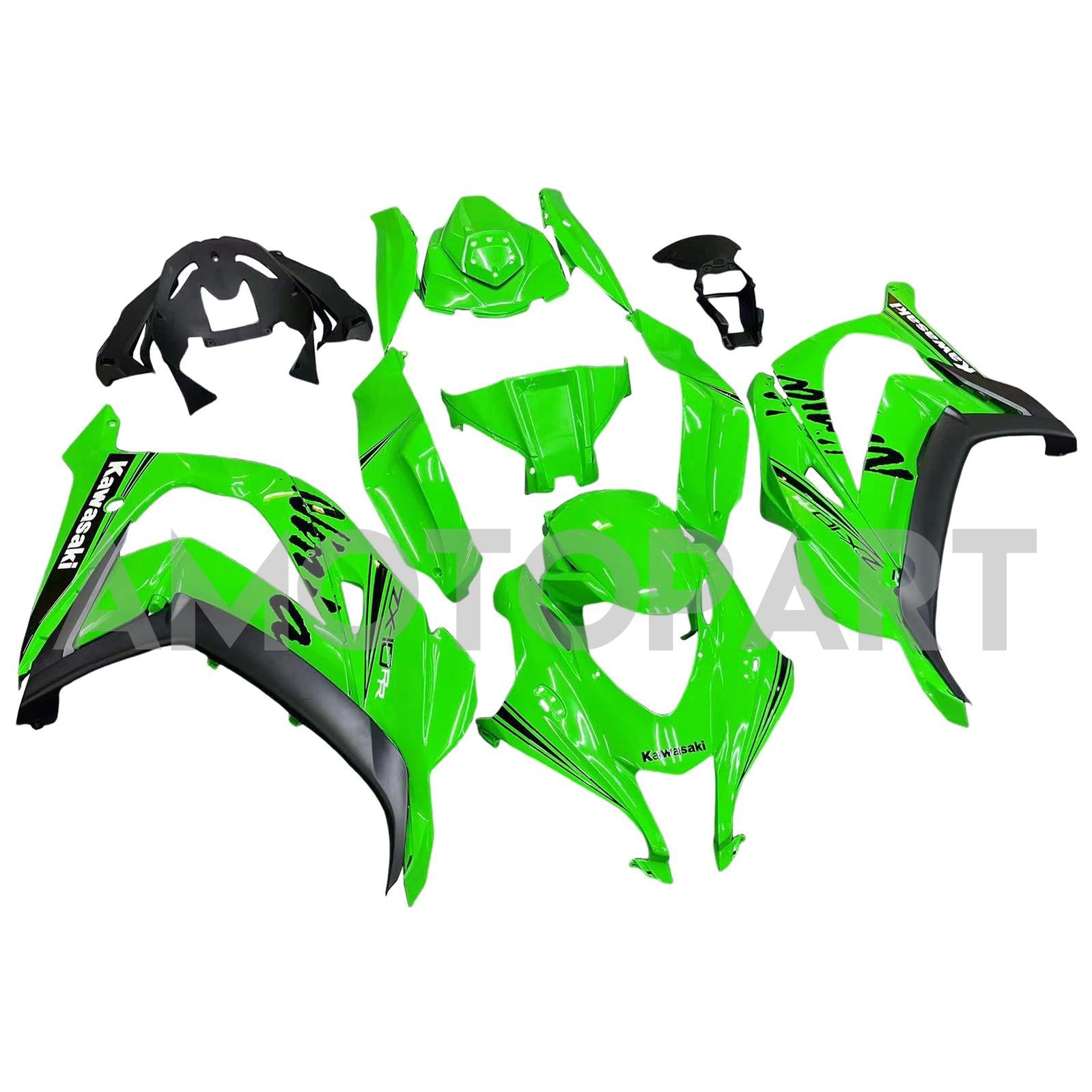 Amotopart 2016-2020 ZX10R Kawasaki Green & Black Styl3 Fairing Kit