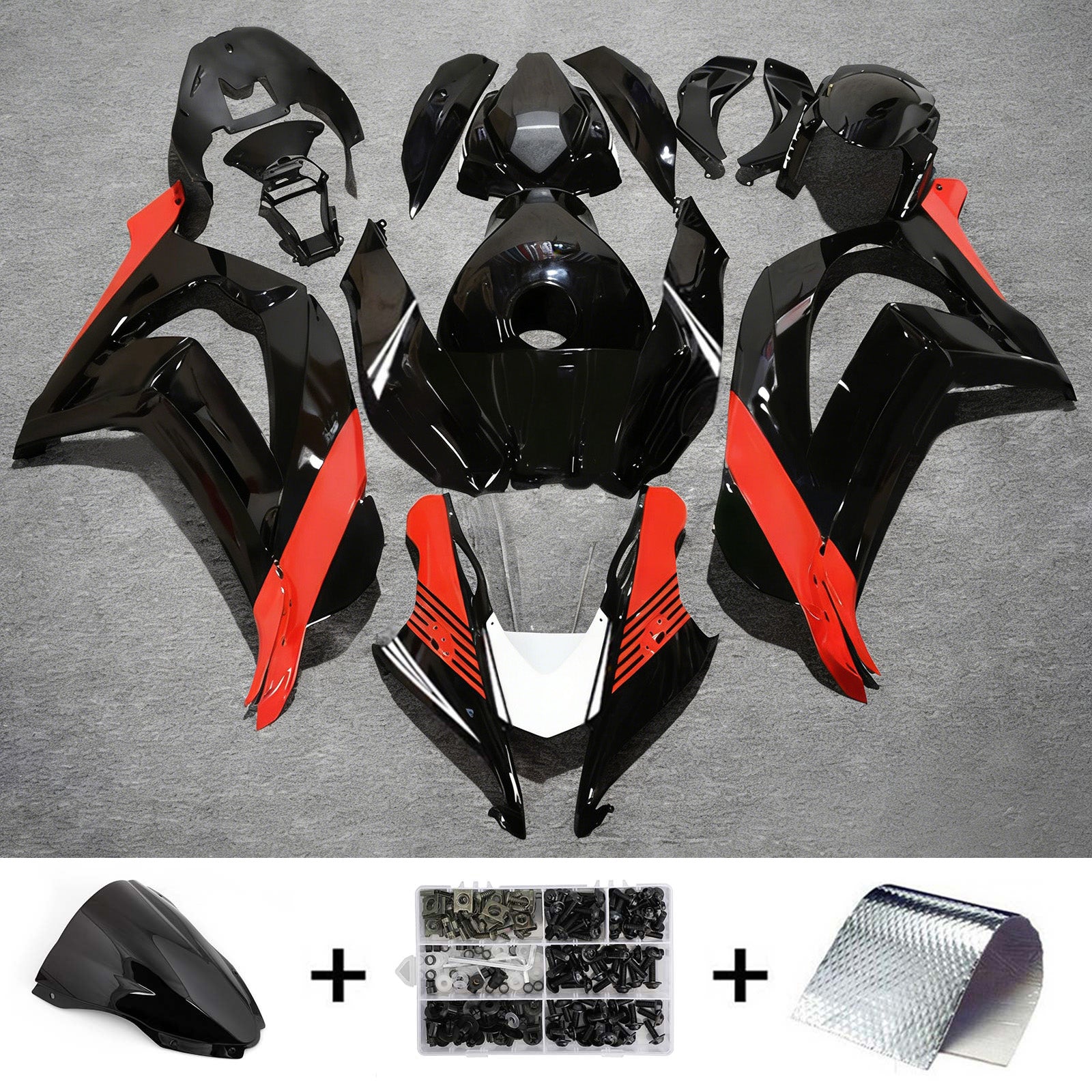 Amotopart 2016-2020 ZX10R Kawasaki Kit carena Styl9 rosso e nero