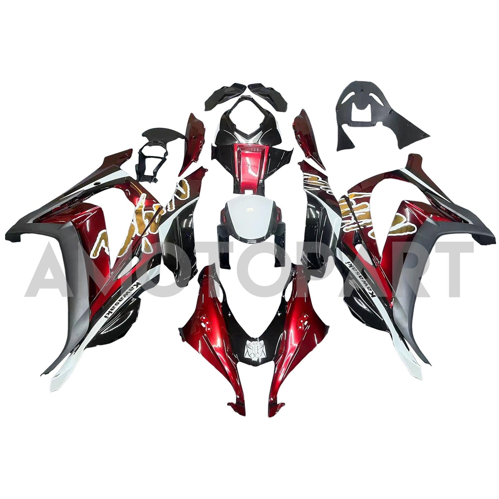 Amotopart 2016-2020 ZX10R Kawasaki Red&Black Style7 Fairing Kit