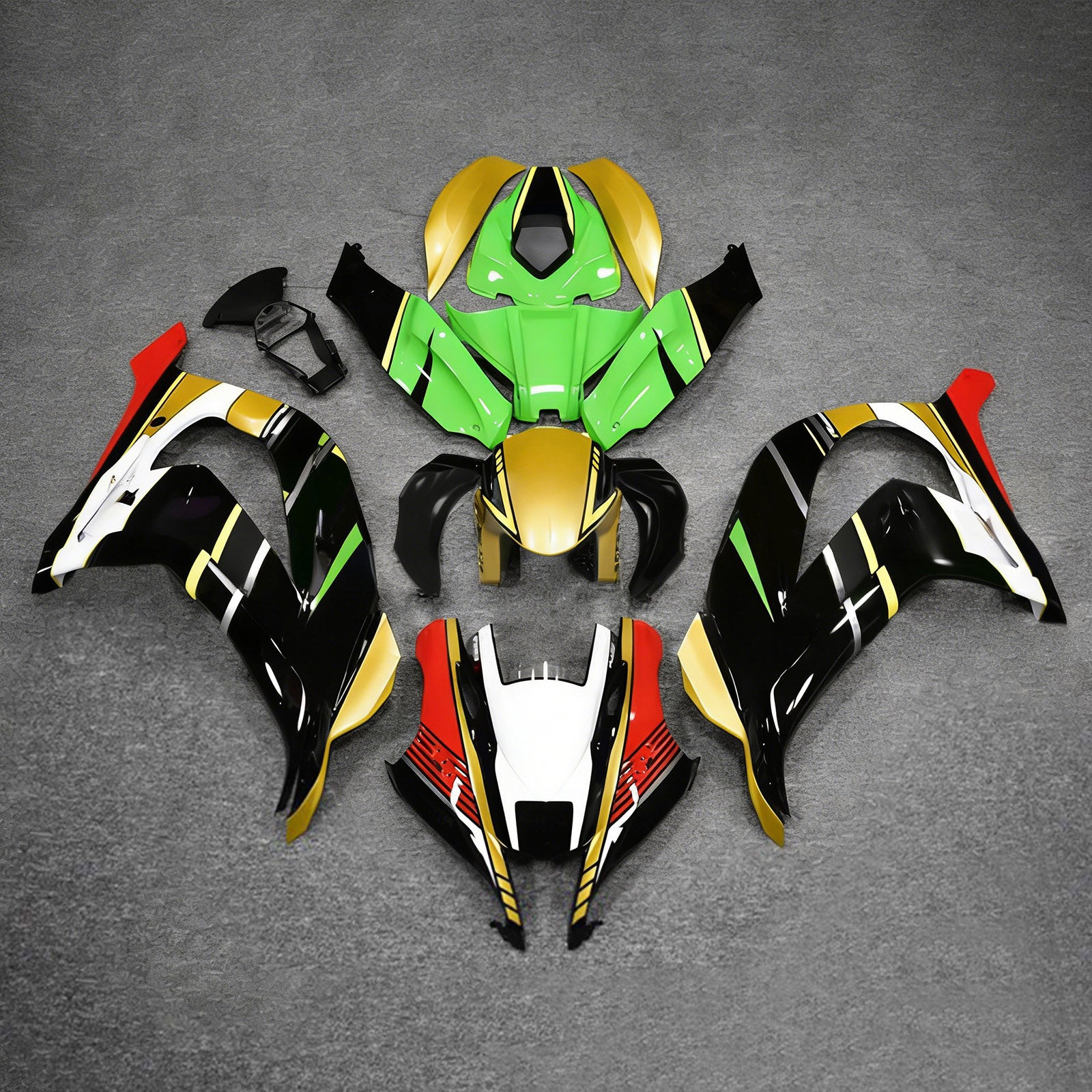 Amotopart 2016-2020 ZX10R Kawasaki Vert&Kit de carénage doré