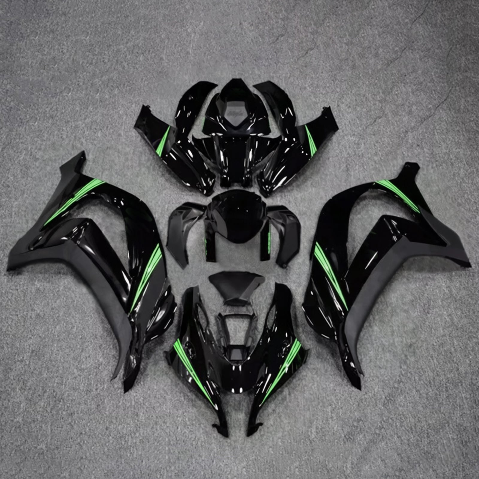 Amotopart 2016-2020 Kawasaki ZX10R Black Green Fairing Kit