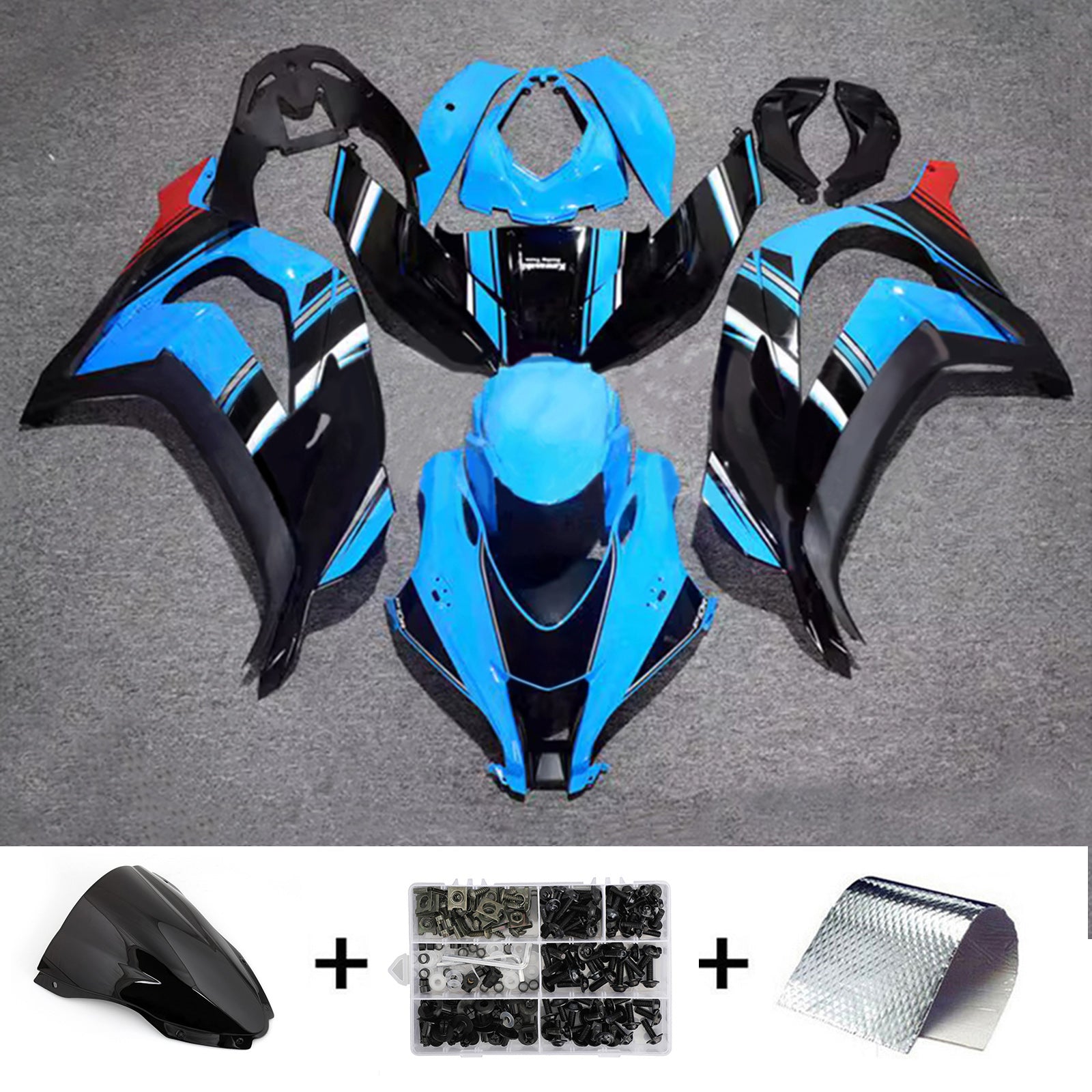 Amotopart 2016-2020 Kawasaki ZX10R modrá černá sada kapotáže