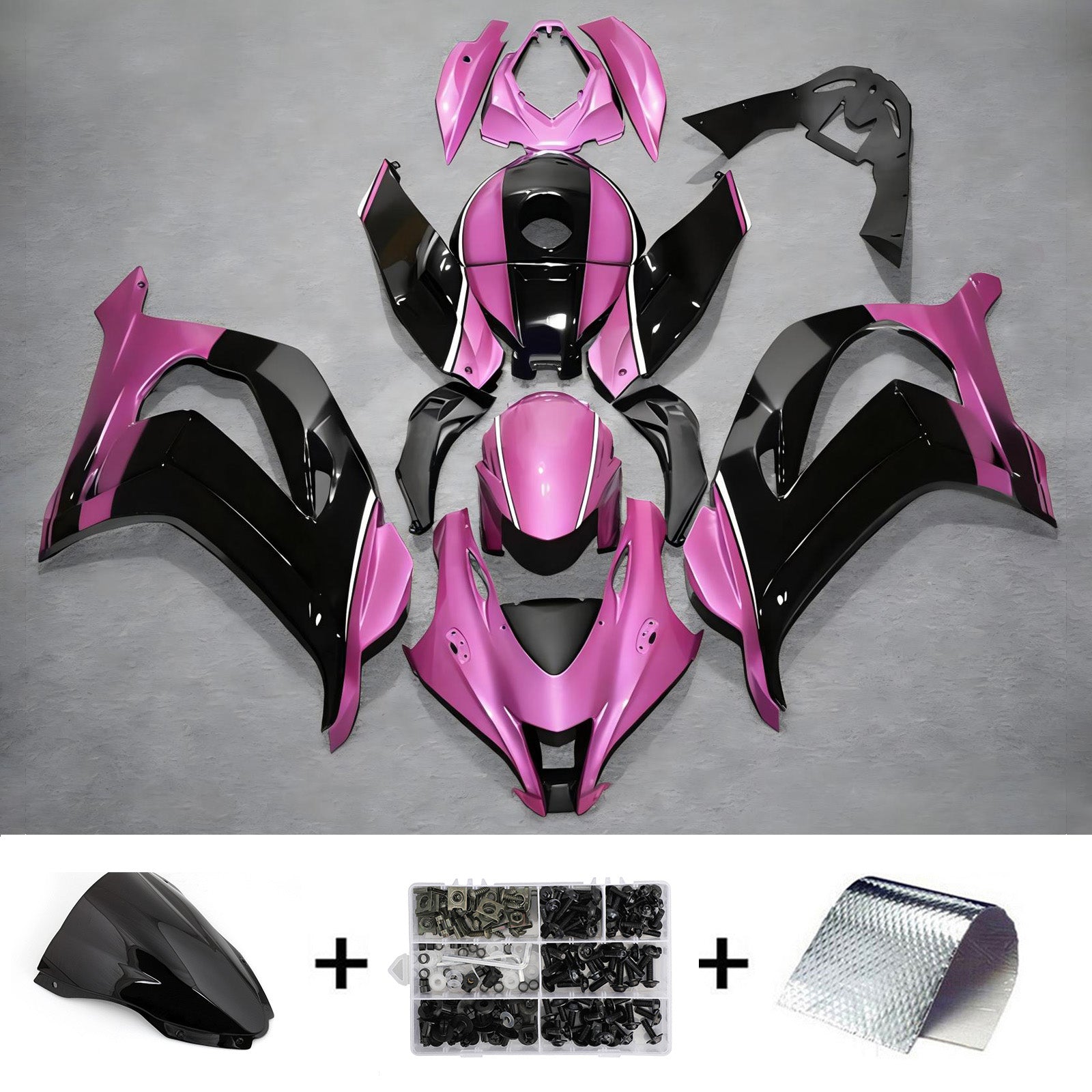 Amotopart 2016-2020 Kawasaki ZX10R Purple Black Fairing Kit