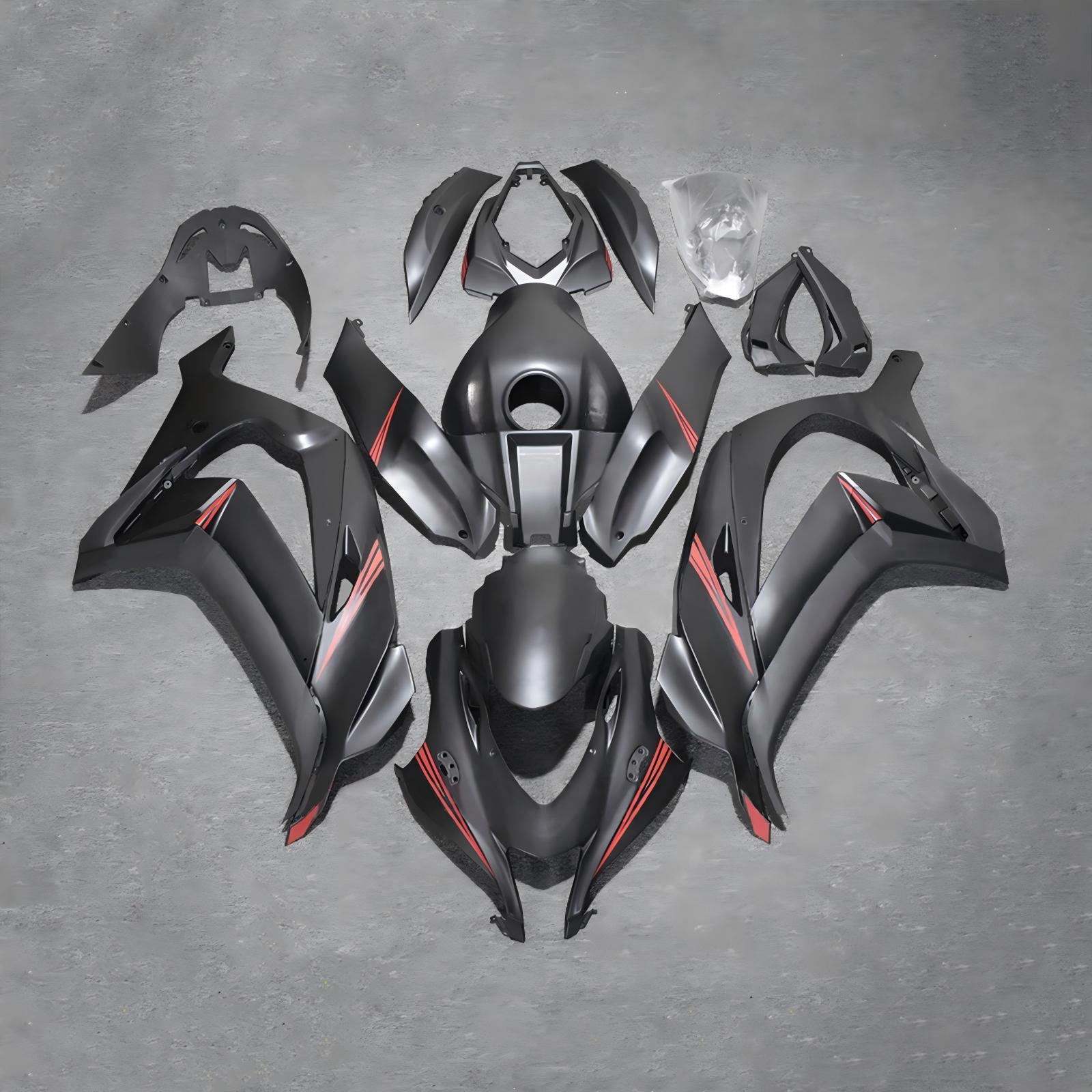 Amotopart 2016-2020 Kawasaki ZX10R Black Red Fairing Kit