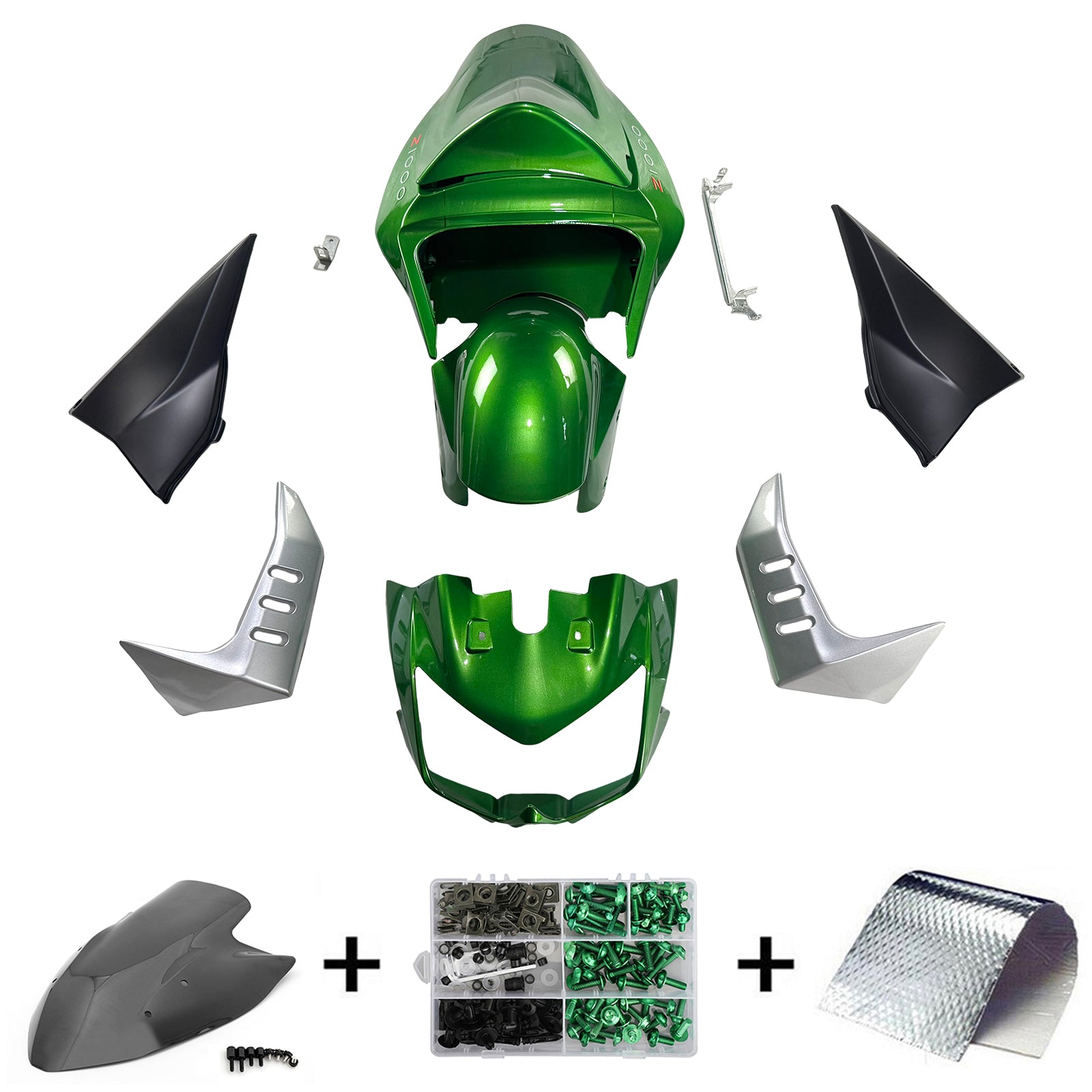 Amotopart 2003-2006  Kawasaki Z1000 Green Fairing Kit