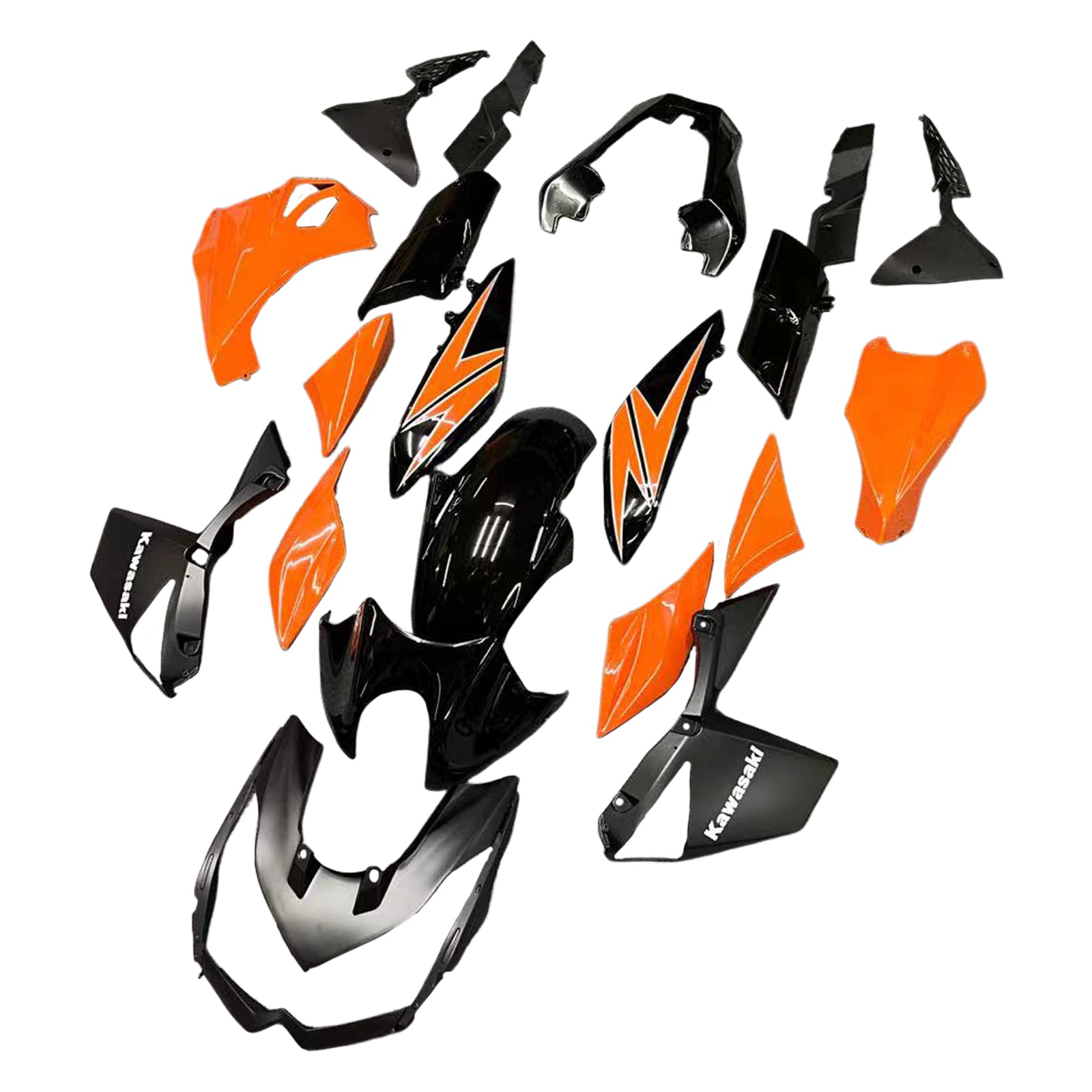 Amotopart Verkleidungsset für Kawasaki Z1000 2010–2013, glänzendes Orange-Schwarz