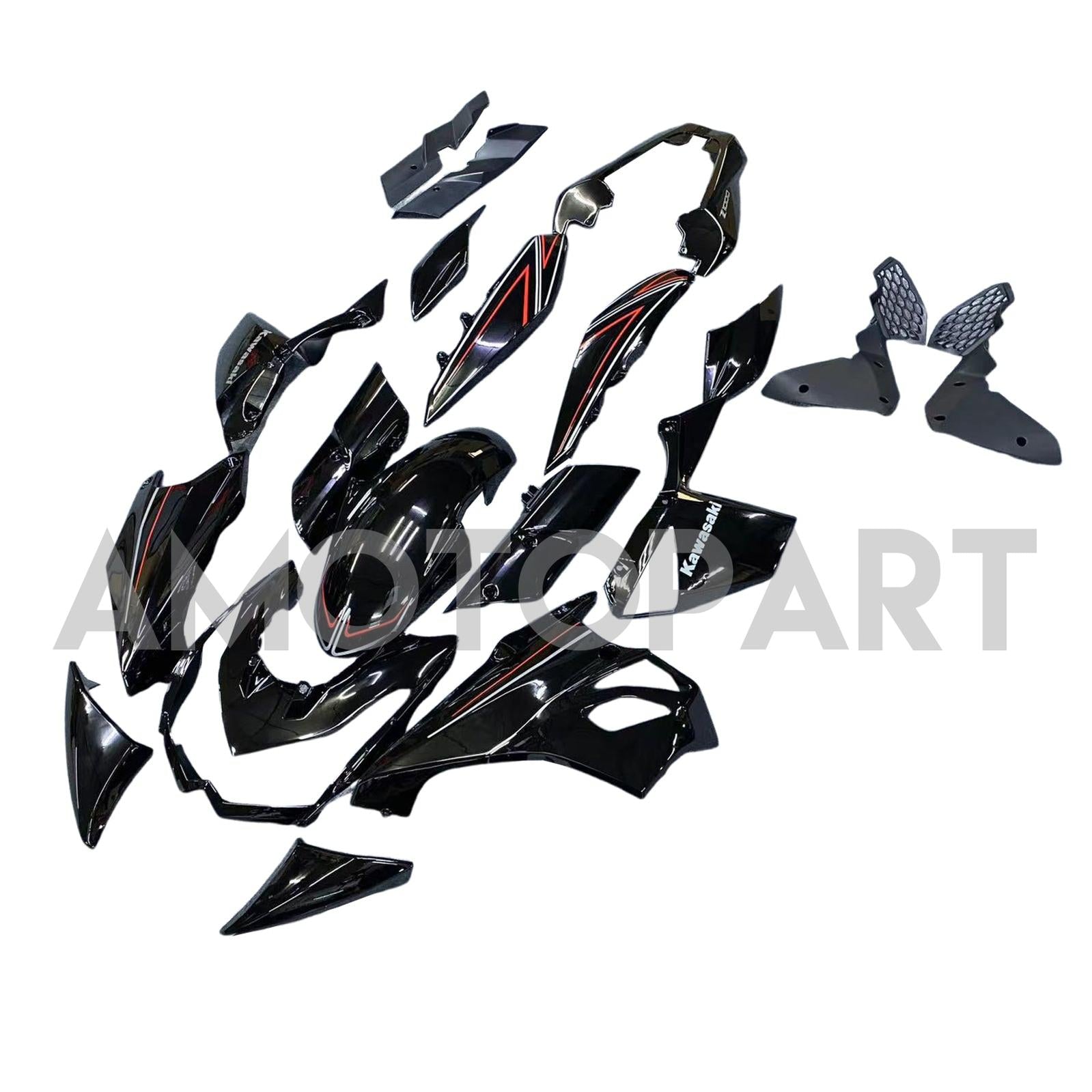 Amotopart 2010-2013 Z1000 Kawasaki Black with Red Line Fairing Kit