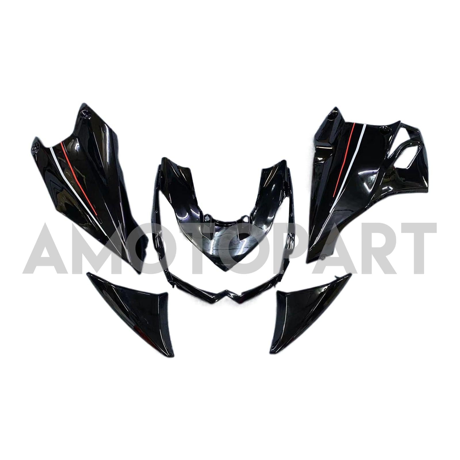 Amotopart 2010-2013 Z1000 Kawasaki Black with Red Line Fairing Kit
