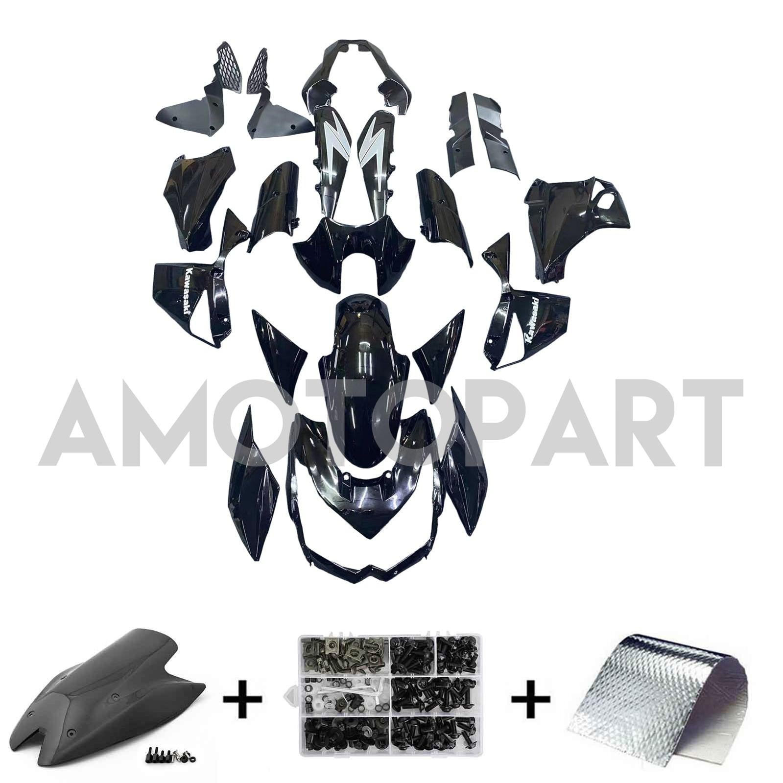 Amotopart 2010-2013 Z1000 Kawasaki Gloss Black Fairing Kit
