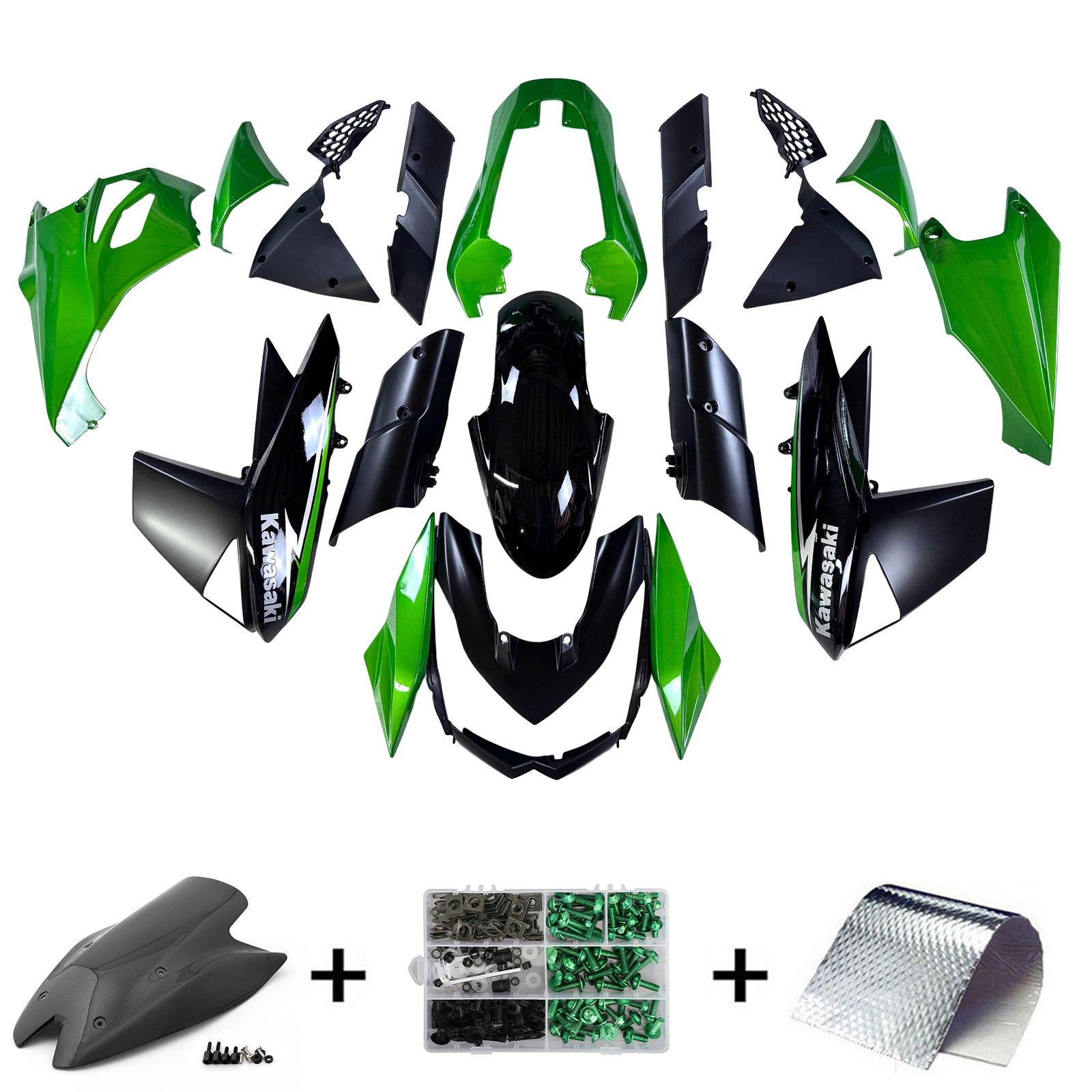 Amotopart 2010-2013 Z1000 Kawasaki Green&Black Style1 Fairing Kit