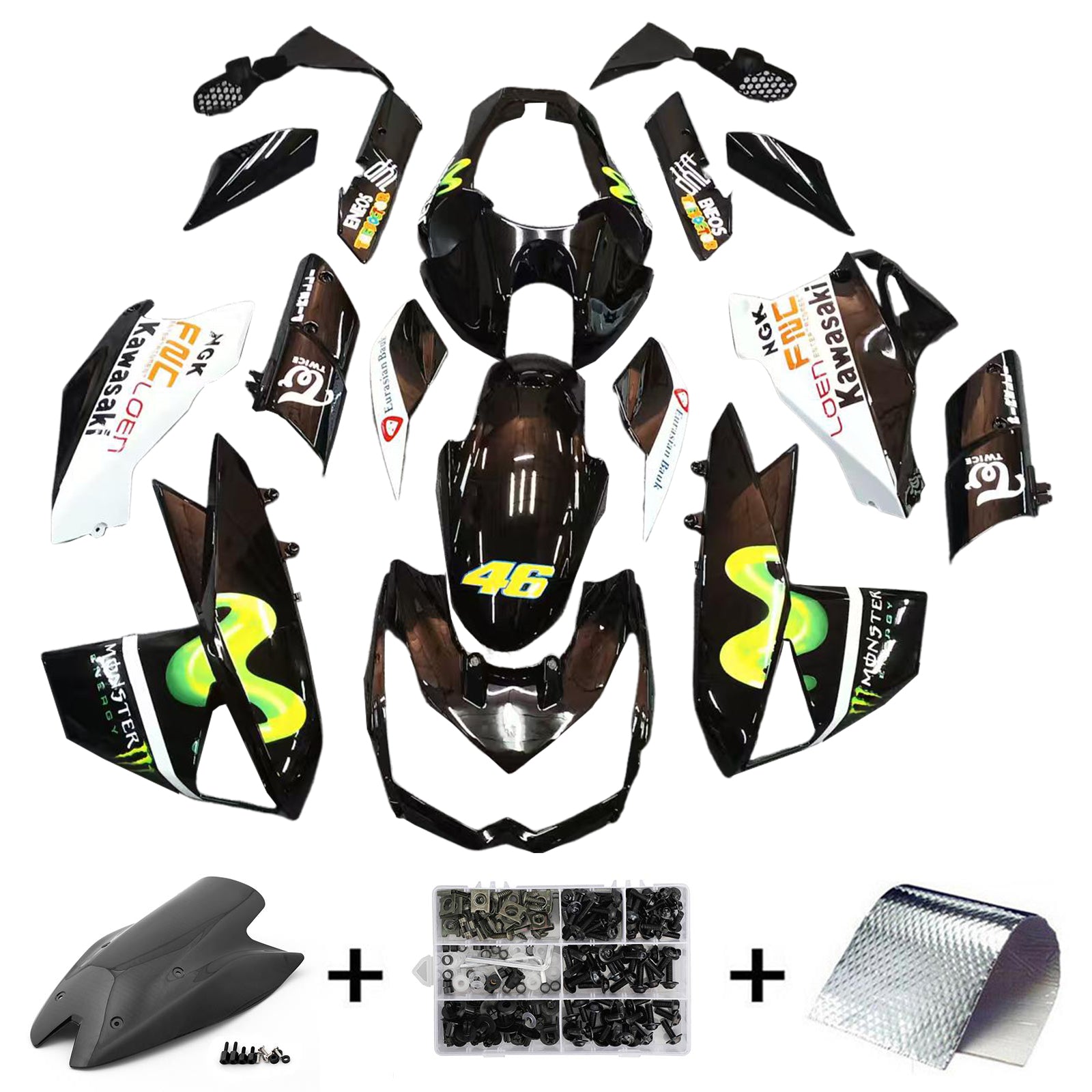 Amotopart 2010-2013 Z1000 Kawasaki Green&Black Style3 Fairing Kit