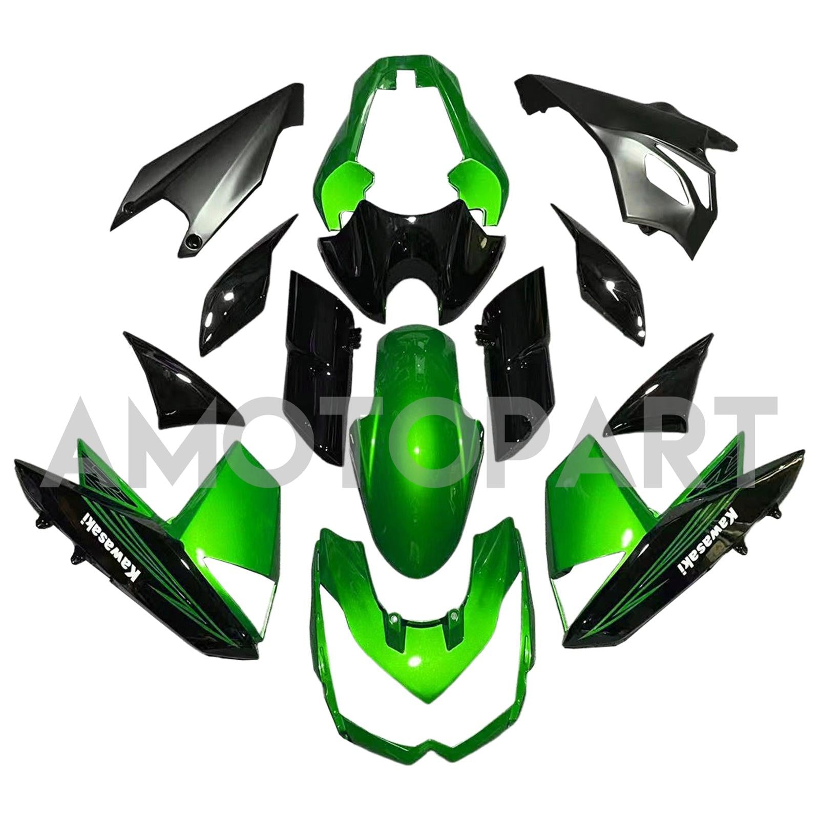 Amotopart 2010-2013 Z1000 Kawasaki Green&Black Style2 Fairing Kit