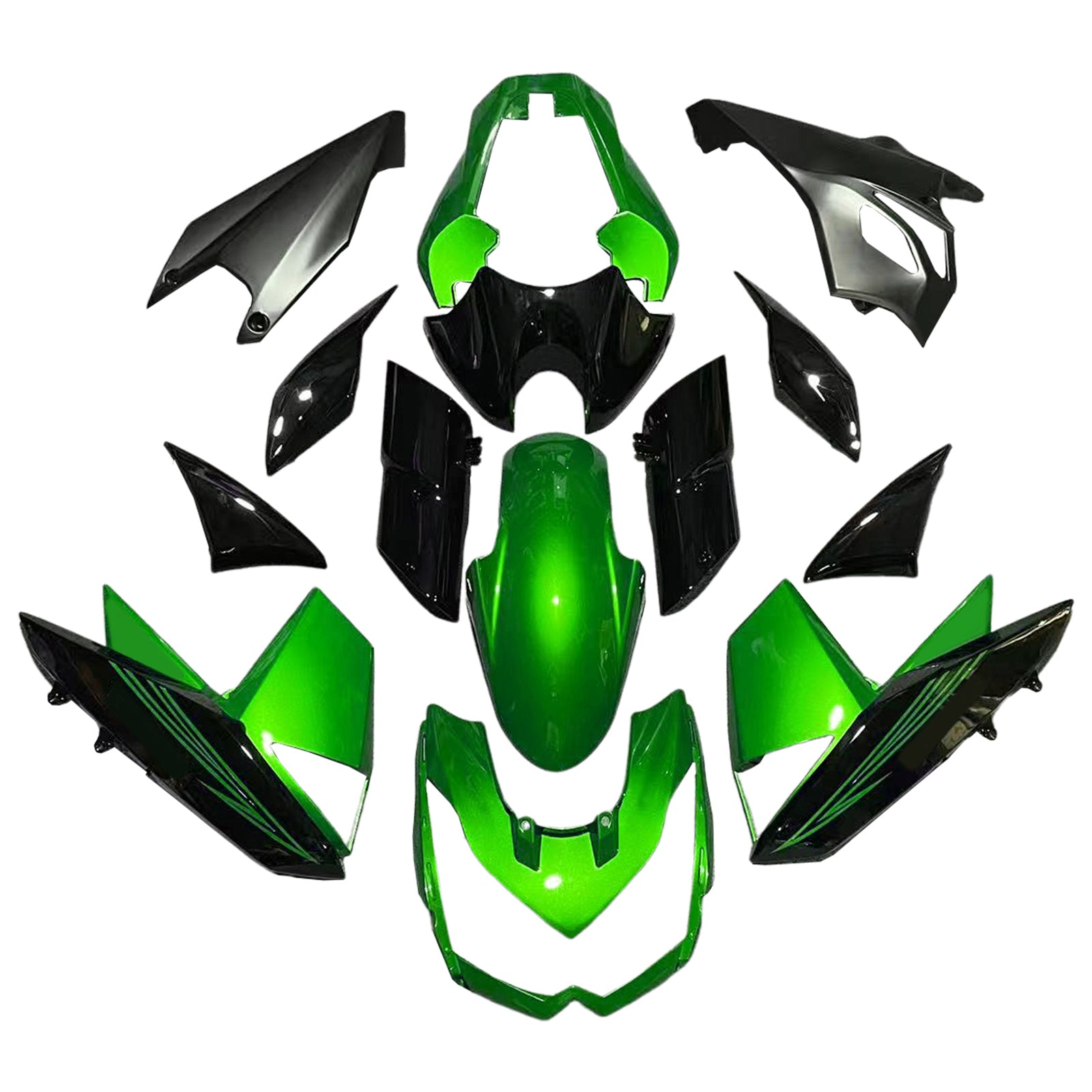 Amotopart 2010-2013 Z1000 Kawasaki Green&Black Style2 Fairing Kit