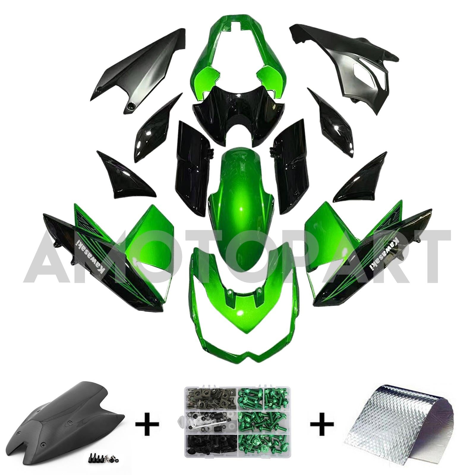Amotopart 2010-2013 Z1000 Kawasaki Green&Black Style2 Fairing Kit