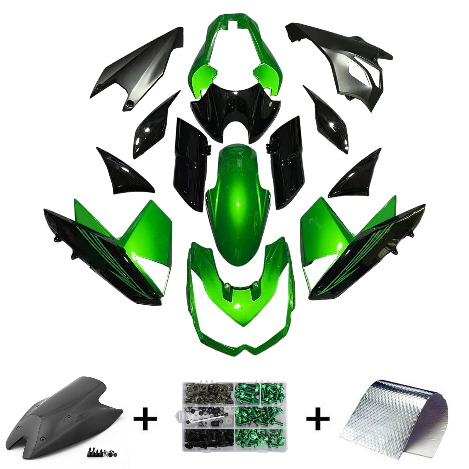 Amotopart 2010-2013 Z1000 Kawasaki Green&Black Style2 Fairing Kit