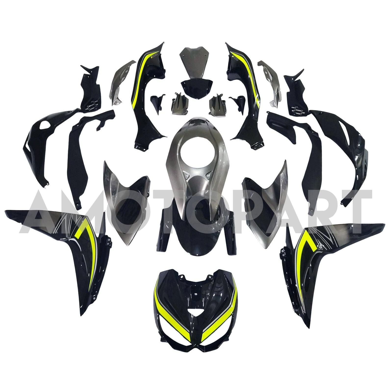 Amotopart 2014-2017 Z1000 Kawasaki Grey&Black Fairing Kit