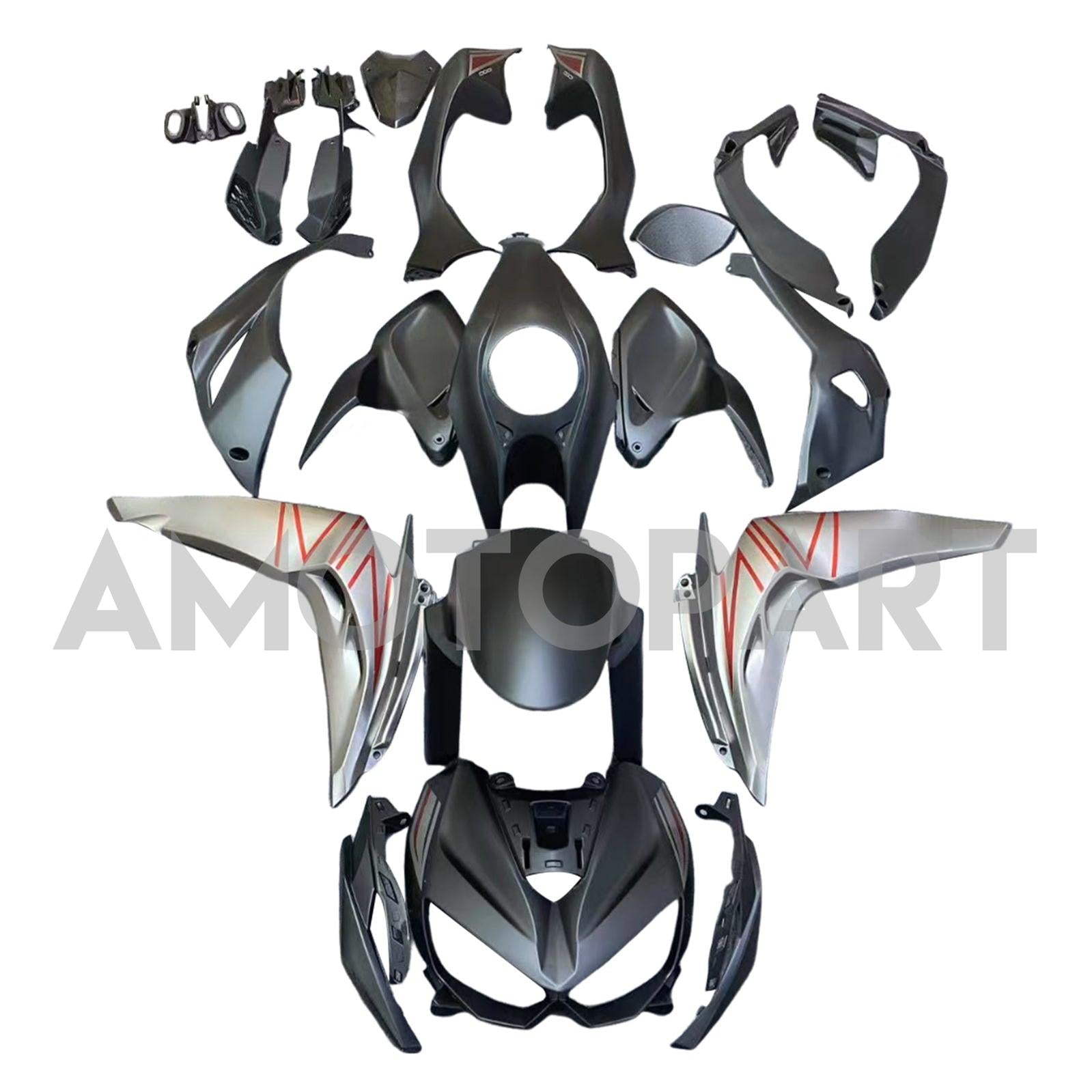Amotopart 2014-2017 Z1000 Kawasaki Matte Black&Silver Fairing Kit