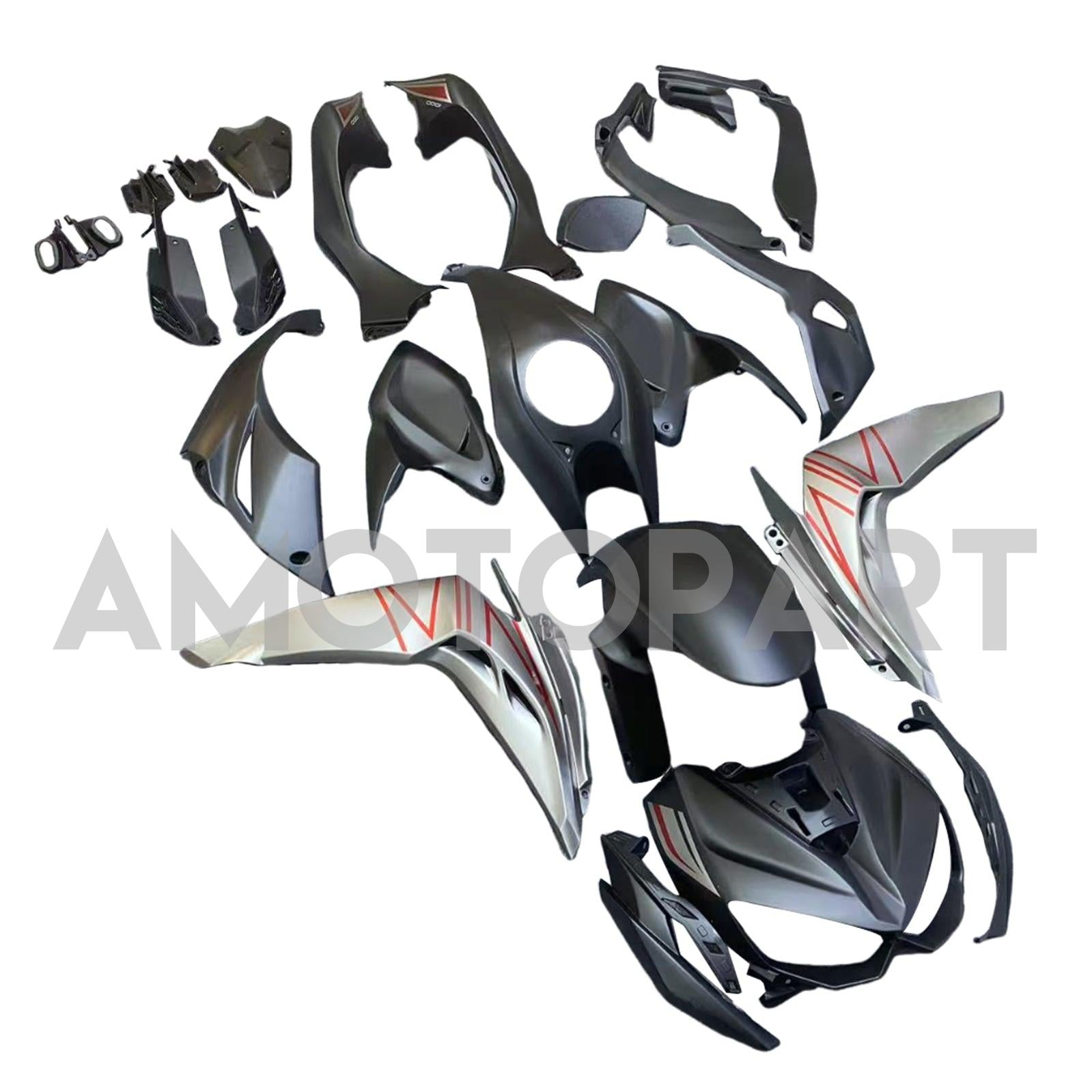 Amotopart 2014-2017 Z1000 Kawasaki Matte Black&Silver Fairing Kit