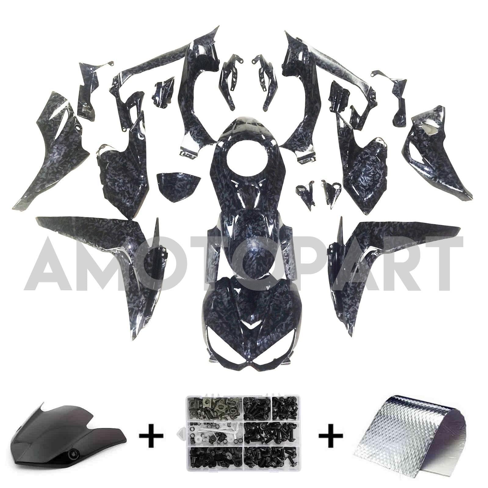 Amotopart 2014-2017 Z1000 Kawasaki Marble Carbon Fiber Fairing Kit