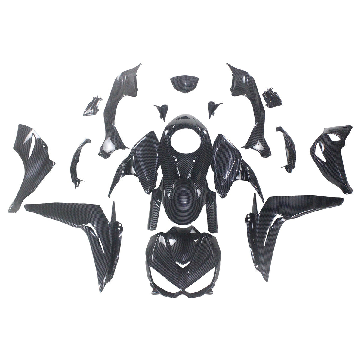 Amotopart 2014-2017 Z1000 Kawasaki Kit de carenado negro de fibra de carbono